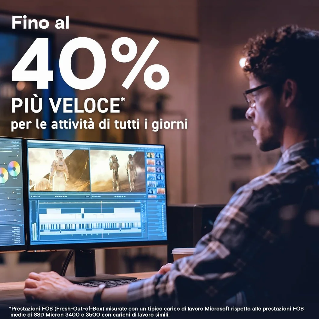 Crucial T705 SSD 2TB PCIe 5.0 x4 Gen5 NVMe M.2 con Dissipatore Bianco, Velocità fino a 14500 MB/s Lettura, 12700 MB/s in Scrittura, Per PC desktop, TLC NAND, Hard Disk Interno - CT2000T705SSD5A
