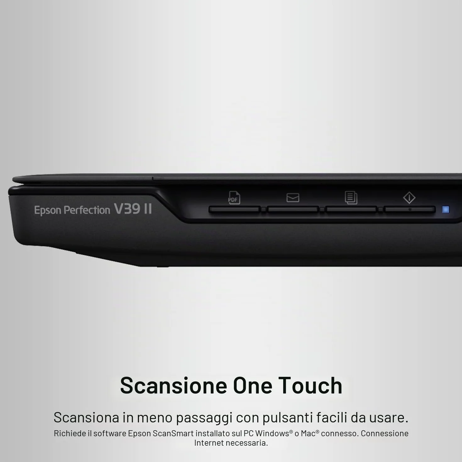 Epson Perfection V39 II - Scanner piatto per foto e documenti a colori con risoluzione ottica 4800 dpi, scansione su cloud, alimentazione USB e coperchio rimovibile