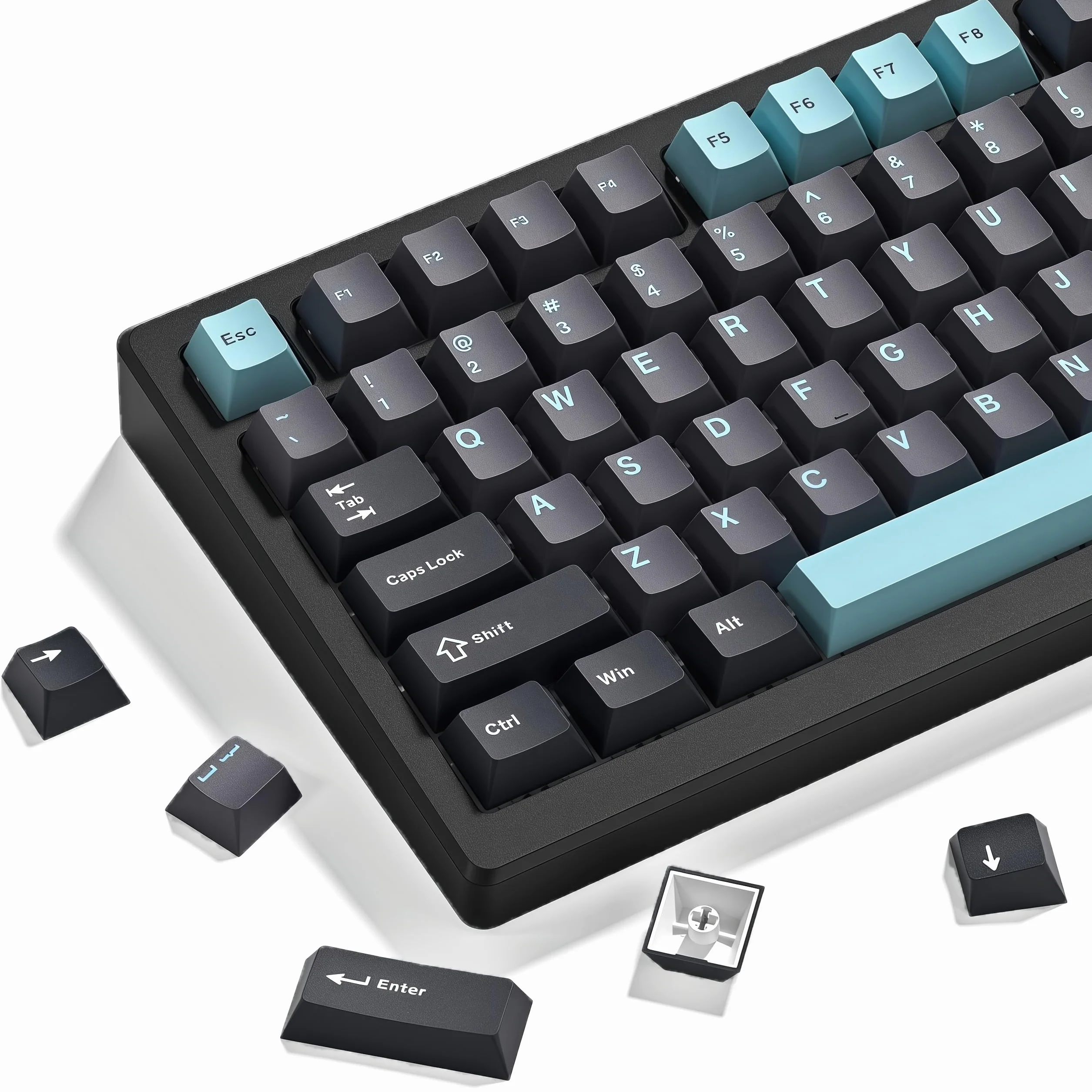 dagaladoo Set di keycap Double Shot, copritasti personalizzati in PBT, set completo da 189 tasti, con profilo ISA per 60% 65% 70% 100% MX switch (grigio/blu scuro, solo tastiere)