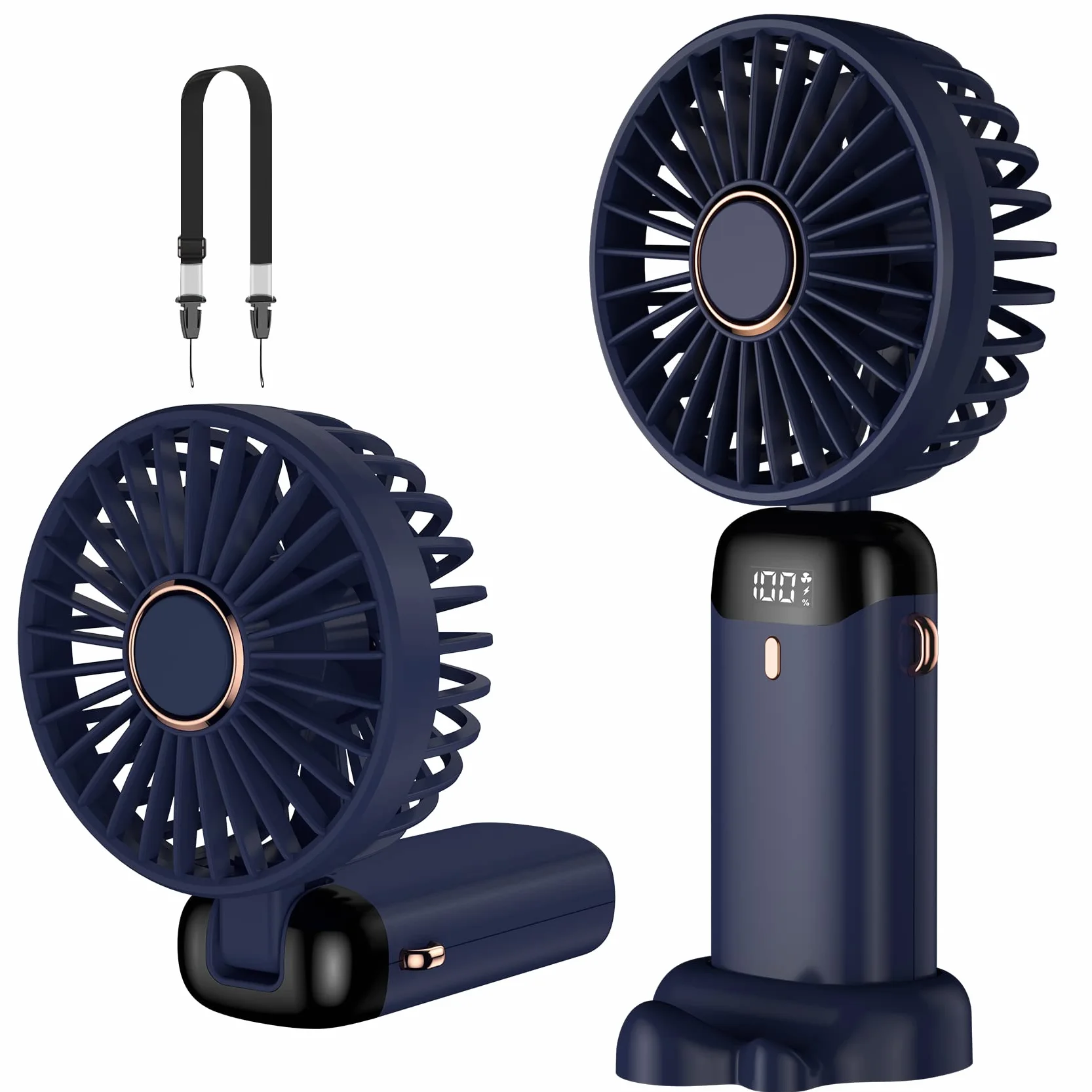 Ventilatore a mano, mini ventilatore portatile, ricaricabile, piccolo ventilatore tascabile con 5 livelli di velocità, batteria da 4200 mAh, ventilatore USB pieghevole per ufficio, all'aperto