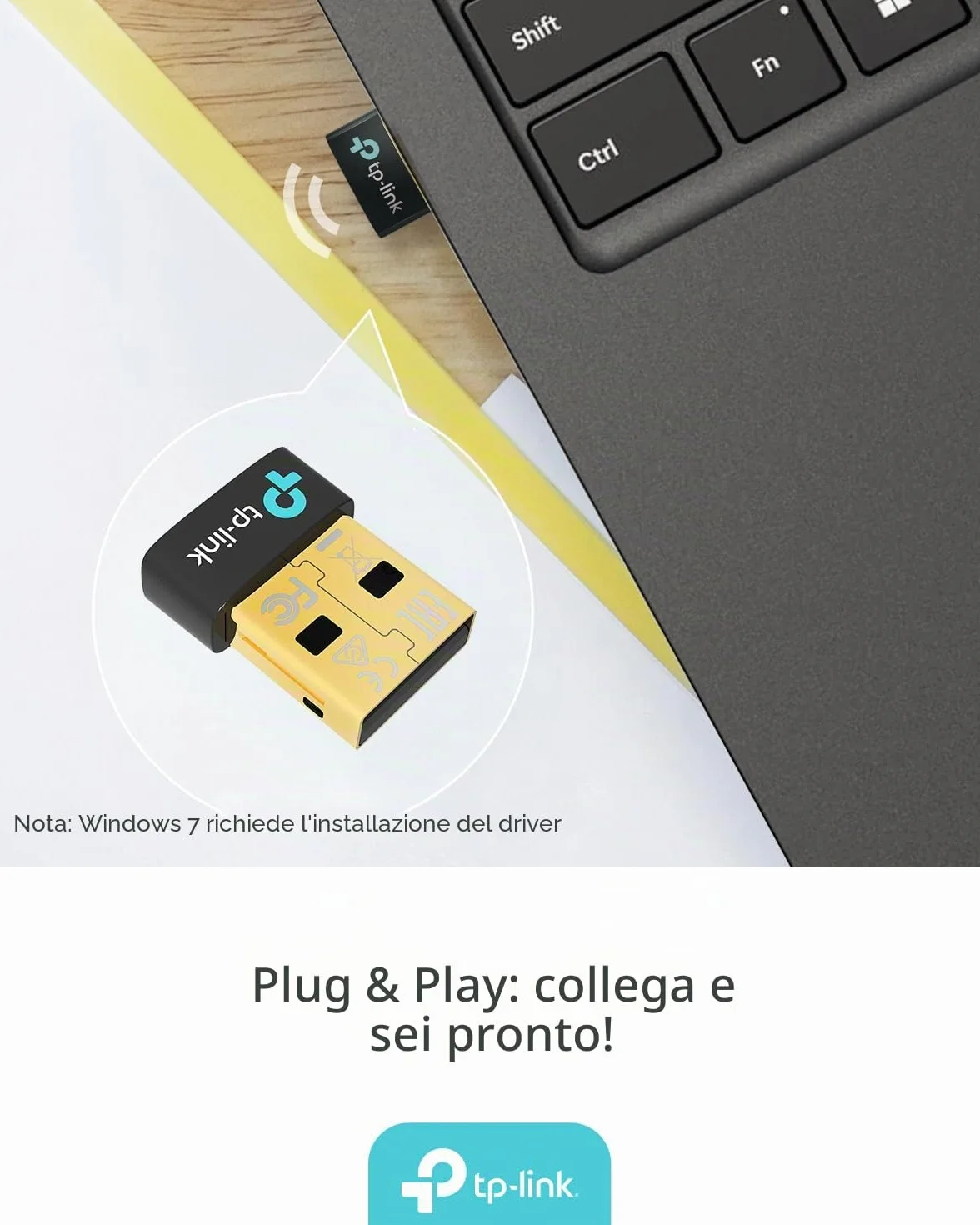 TP-Link UB600 Bluetooth 6.0 Nano USB Adattatore Bluetooth per PC, Compatibile con PS5/PS4/Telefono/Cuffie/Tastiera/Mouse, Windows 11/10/8.1/7