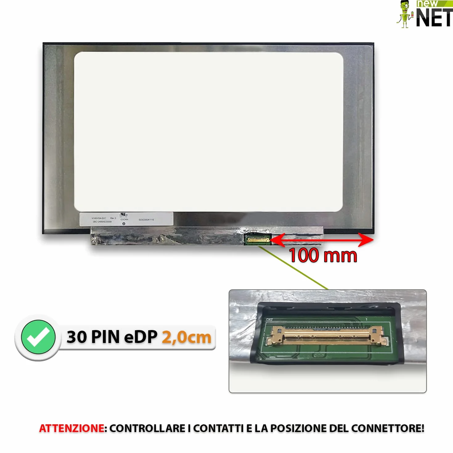 new net Pannello LCD Schermo Display IPS Compatibile con ASUS ZenBook UM431D UM431DA UX431 UX431D UX431DA UX431F UX431FA UX431FAC UX431FL UX431FLC UX431FN [ 14.0 Pollici - FHD - 1920x1080-30pin ]
