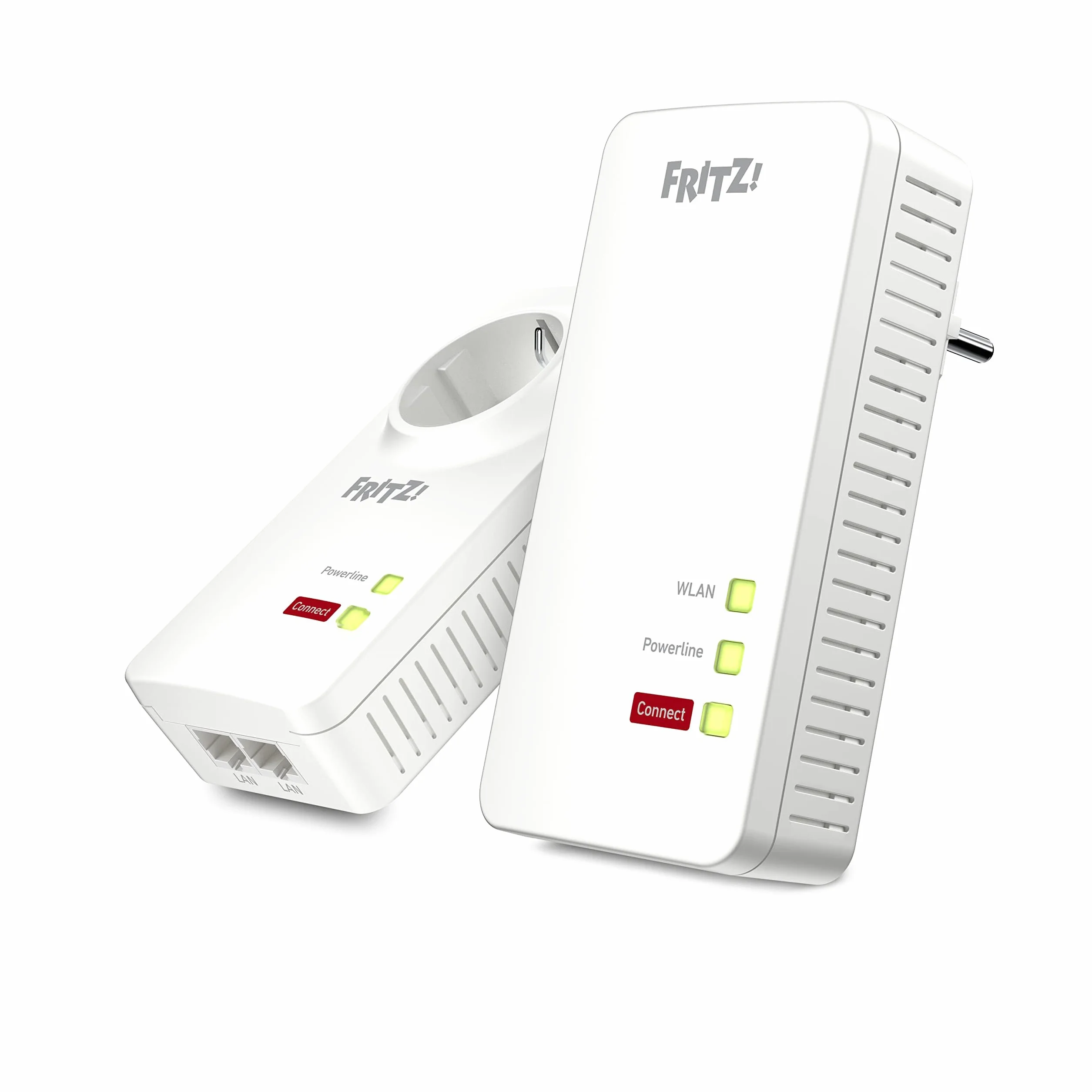 FRITZ!Powerline 1260 WLAN Kit extender per rete elettrica fino a 1.200 Mbit/s, Wi-Fi integrato fino a 1.266 Mbit/s, Mesh, Access Point, Interfaccia in italiano