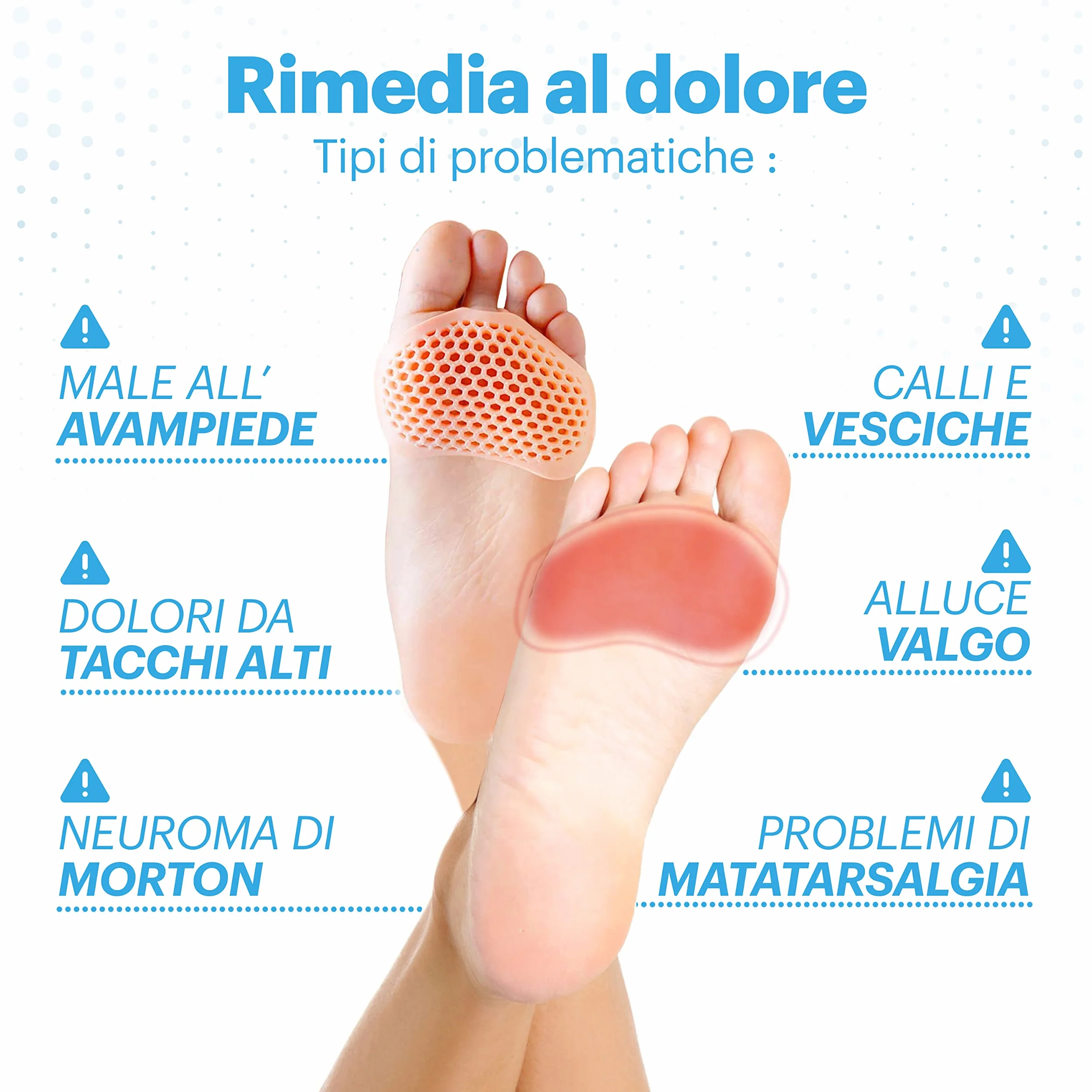 Cuscinetti Metatarsali in Gel per Avampiede Professionali 4 Pezzi Sollievo Dolori Vesciche