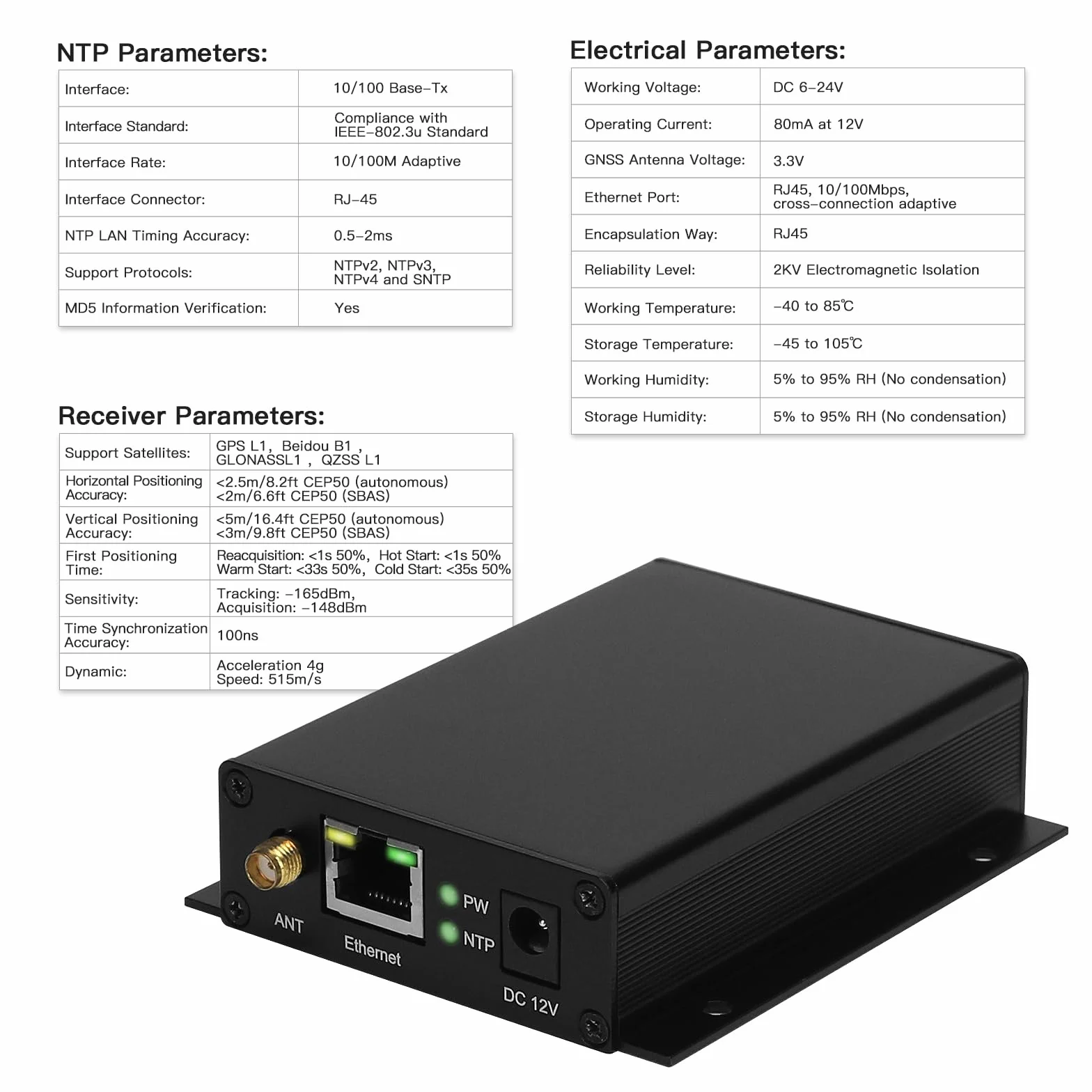 FC-NTP-Mini NTP Server Desktop Network z Portem Ethernet dla GPS Beidou GLONASS QZSS