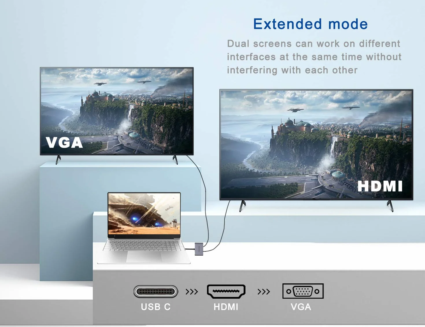 Adattatore da USB C a HDMI VGA, Convertitore da USB tipo C Thunderbolt 3 a VGA HDMI 4K per MacBook Pro/Air 2020 2019, iMac, Dell XPS 13/15, Surface Go, Galaxy S20, Chromebook