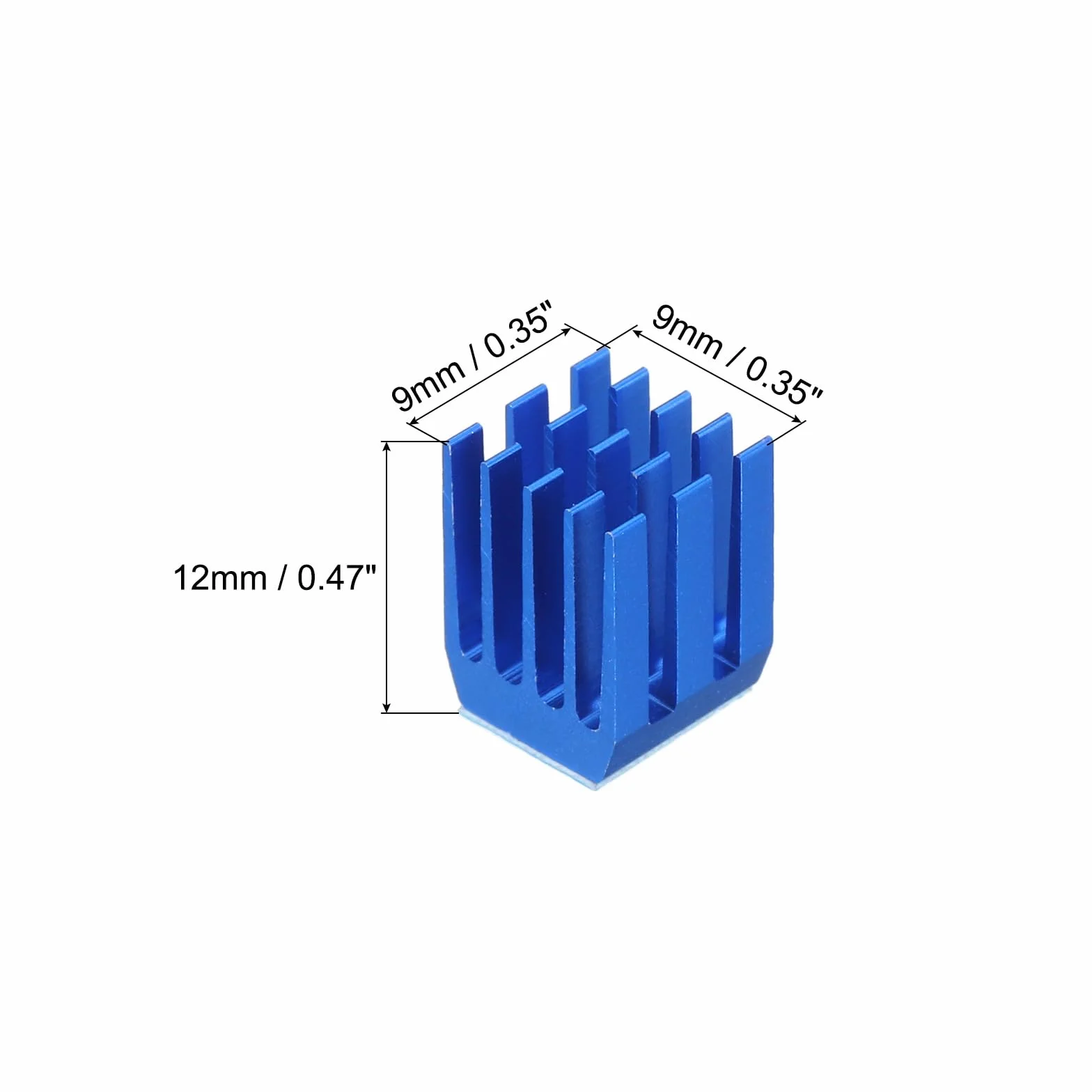QUARKZMAN 22pz 9x9x12mm Dissipatore Alluminio Radiatore Calore Bacino Raffreddamento con Termico Blu Sticker per Chip CPU, Potenza Transistor, FET, IC, Potenza Amplificatore, Blu