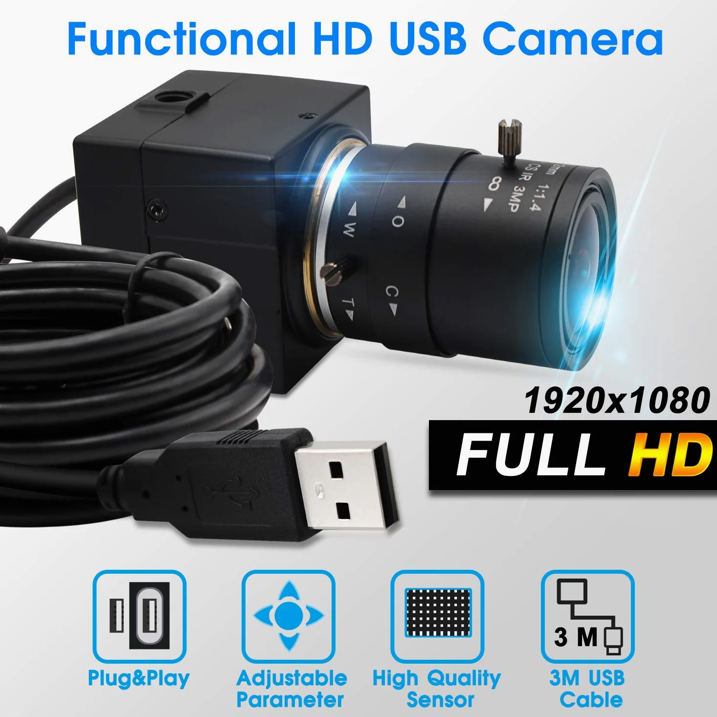 Webcam 1080P con autofocus e Microfono