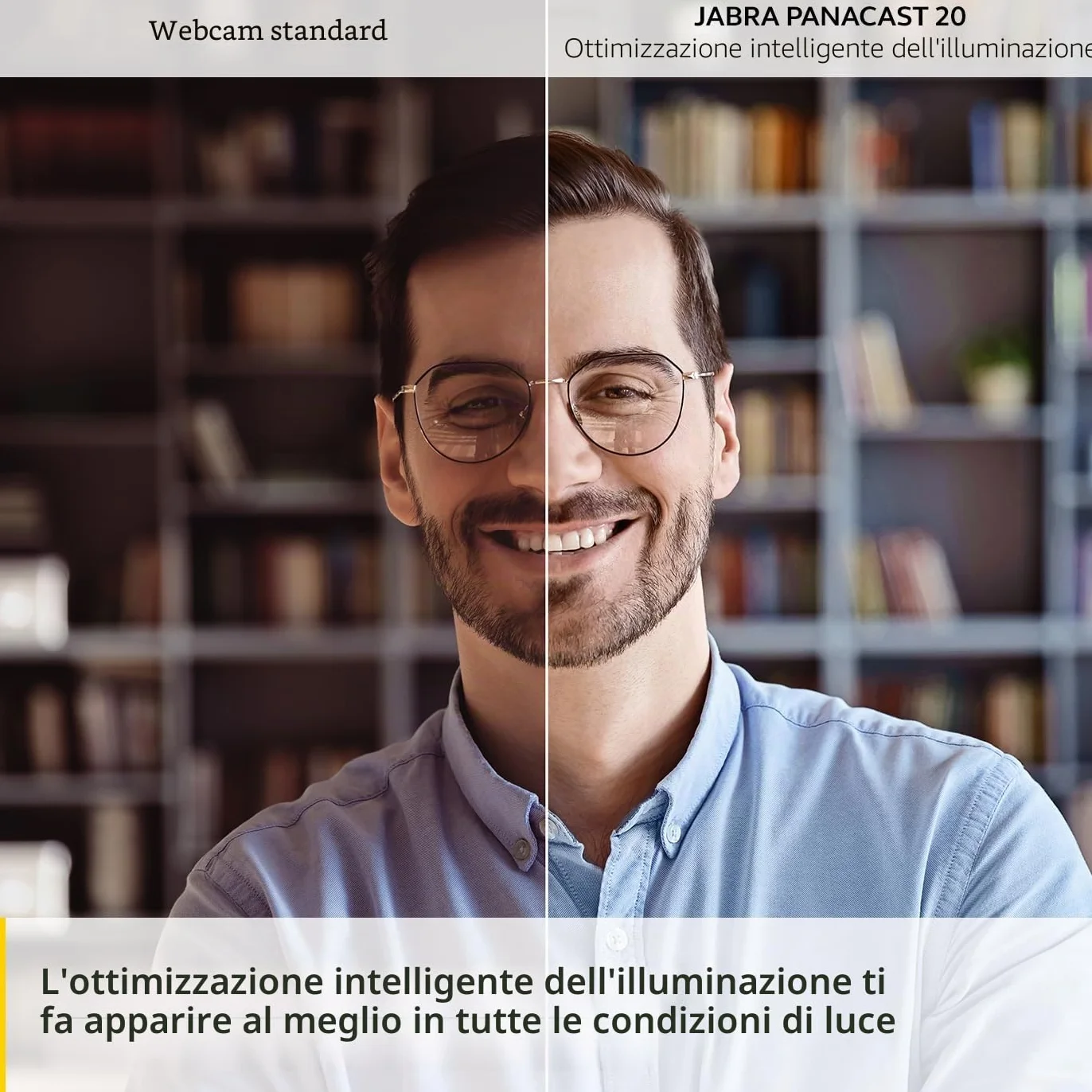 Jabra PanaCast 20 Webcam per videoconferenze in 4K Videocamera Plug & Play, con risoluzione 4K Ultra-HD e IA integrata, zoom intelligente e ottimizzazione dell'illuminazione