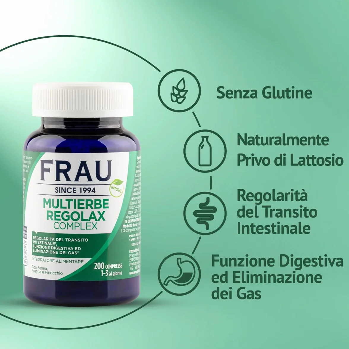 FRAU Multierbe Regolax Complex 200 Compresse 500 mg Integratore Alimentare Lassativo Forte Stitichezza