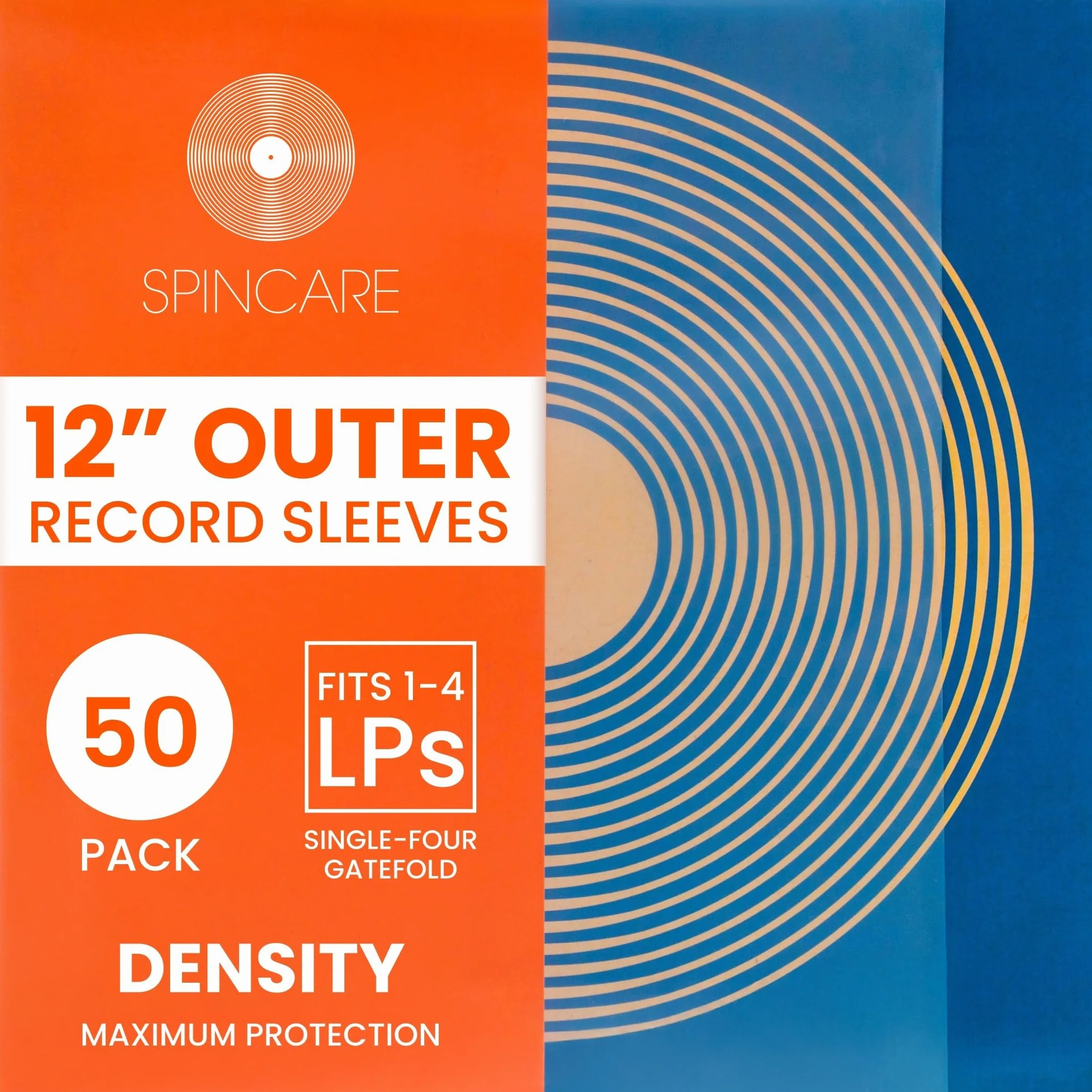 SPINCARE 50x Custodie Esterne 12 Pollici con Protezione UV per Dischi in Vinile Density Custodia Protettiva per LP Singoli e Doppi Album | Polietilene Resistente per archiviazione e conservazione