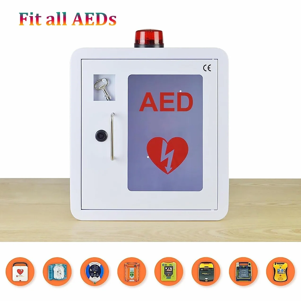 Armadio defibrillatore a parete con luce e allarme, stoccaggio di emergenza