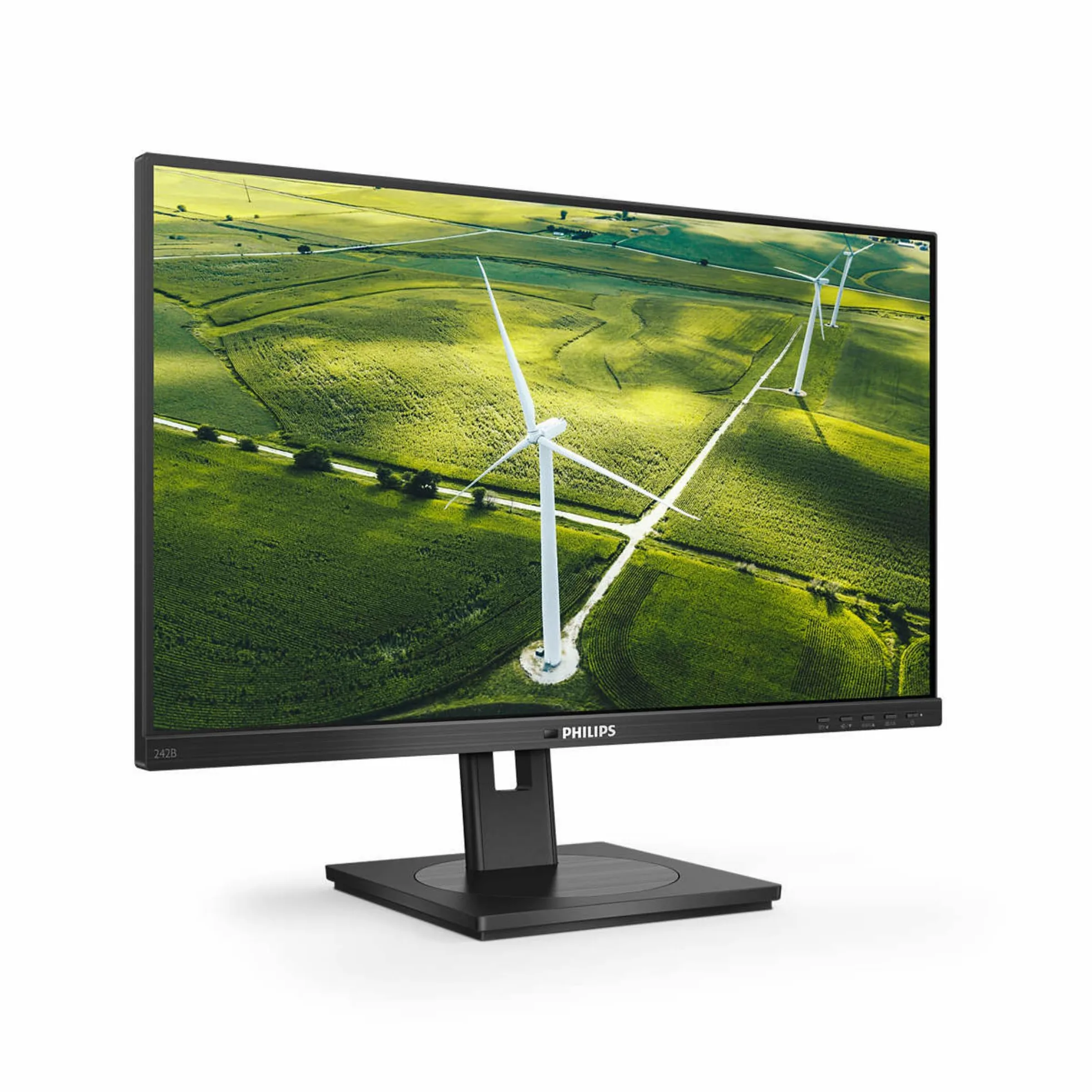 PHILIPS 242B1G - Monitor FHD da 24", 75 Hz, 4 ms, IPS, altoparlanti, hub USB, regolazione dell'altezza, monitor verde (1920 x 1080, 250 cd/m², HDMI/VGA/DP)