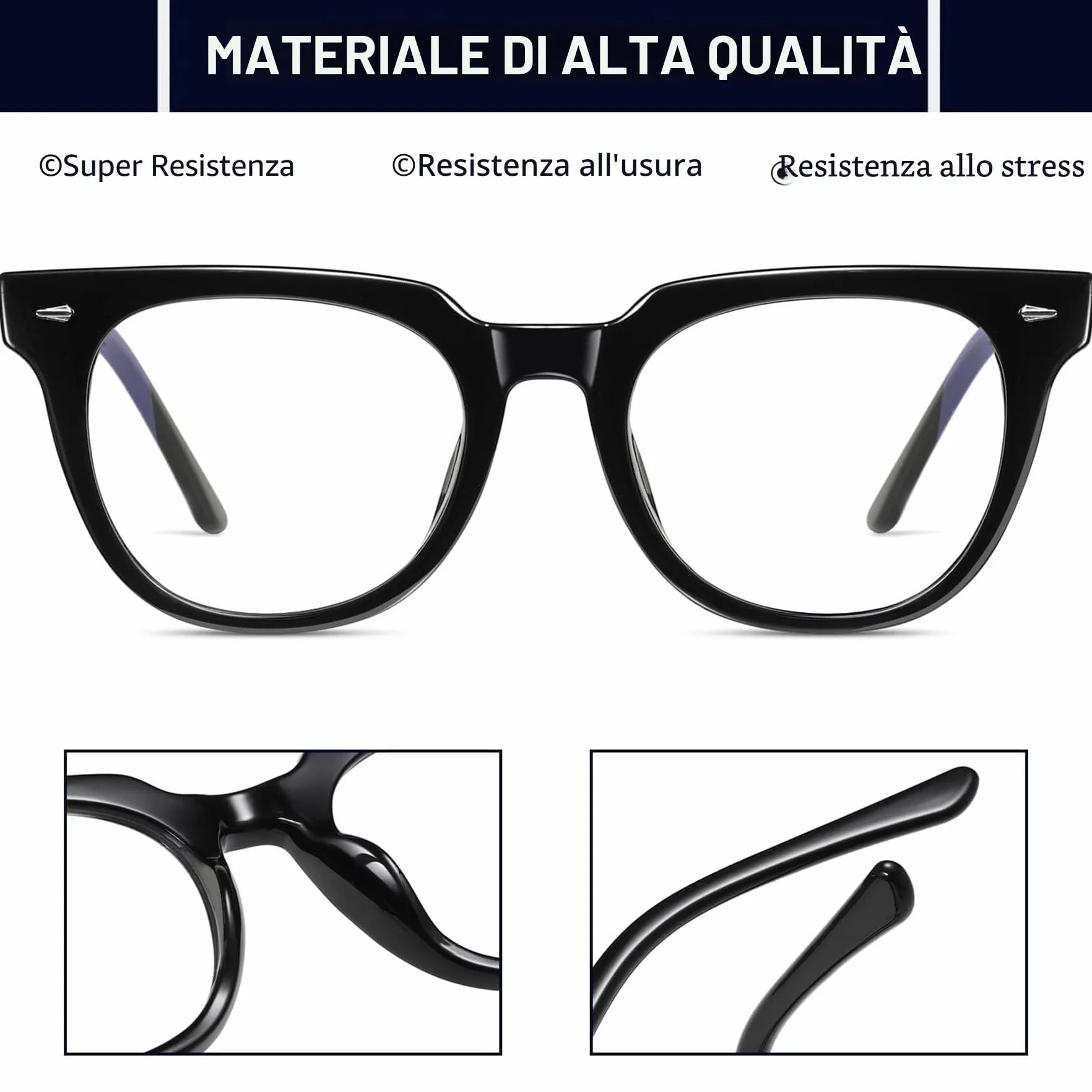 KANASTAL Occhiali anti Luce Blu Quadrati Lenti Trasparenti Anti Affaticamento per Gaming Computer