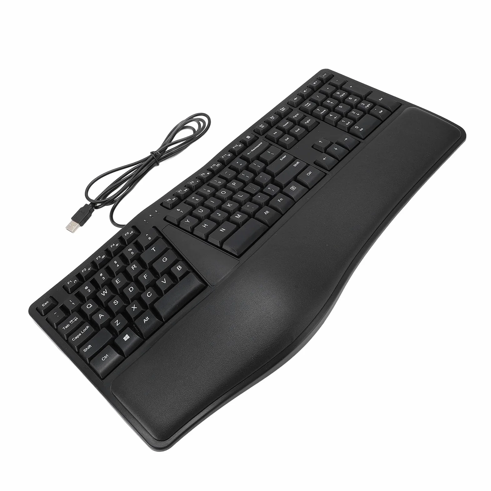 Tastiera Cablata Ergonomica con Poggiapolsi Digitazione Confortevole in Ufficio o a Casa Tastiera Cablata USB 2.0 da 110 Tasti
