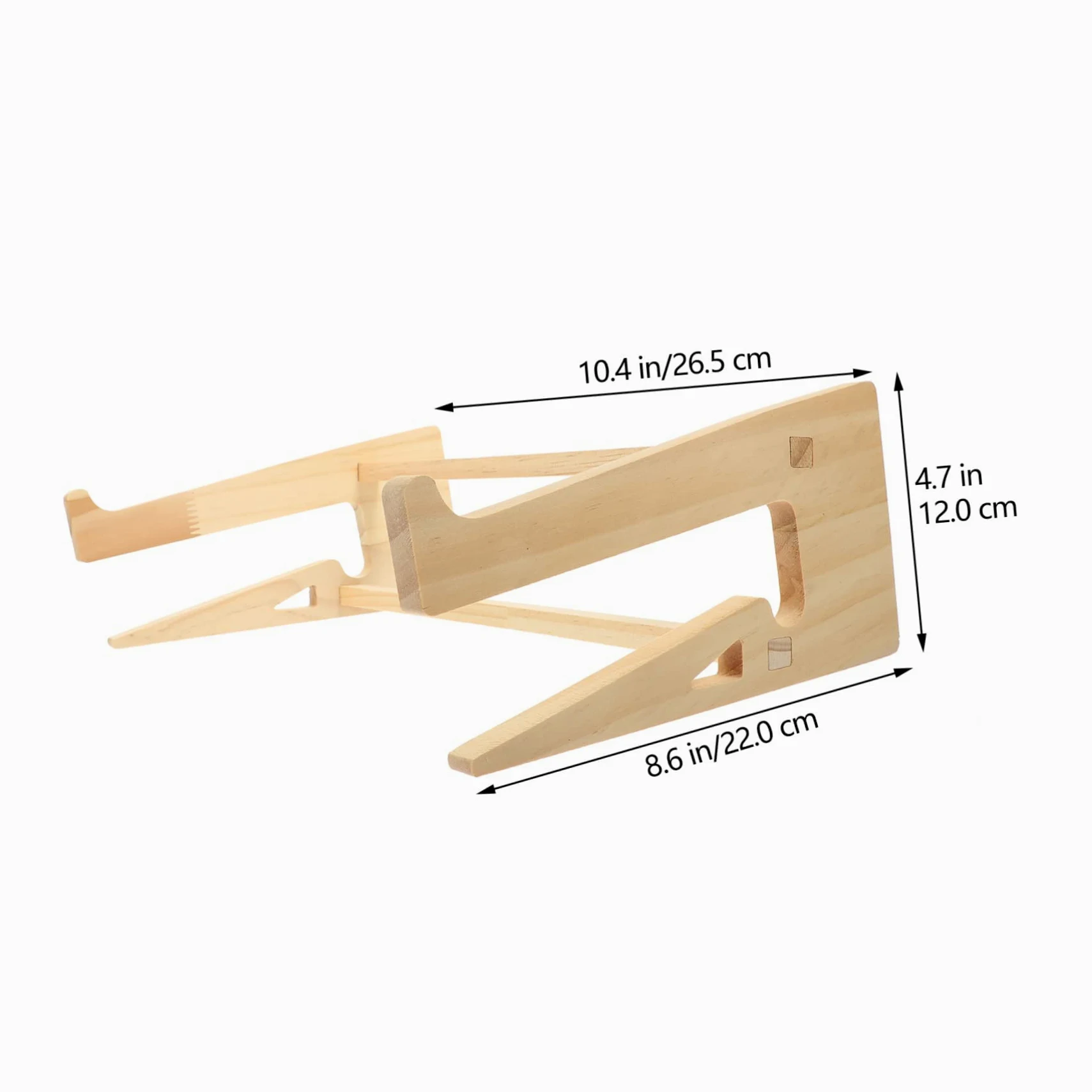 4 Pezzi Supporto per Laptop in Legno Massello Rialzato Ergonomico per Scrivania Stand Portatile Antiscivolo per Notebook e Tastiera Design Salvaspazio per e Casa
