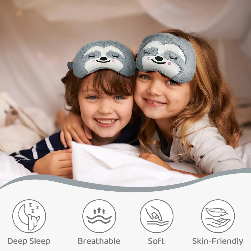 ACWOO Mascherina Occhi 3D per Dormire, Simpatici Animali di Peluche, Morbida Traspirante per Bambini Donne Uomini