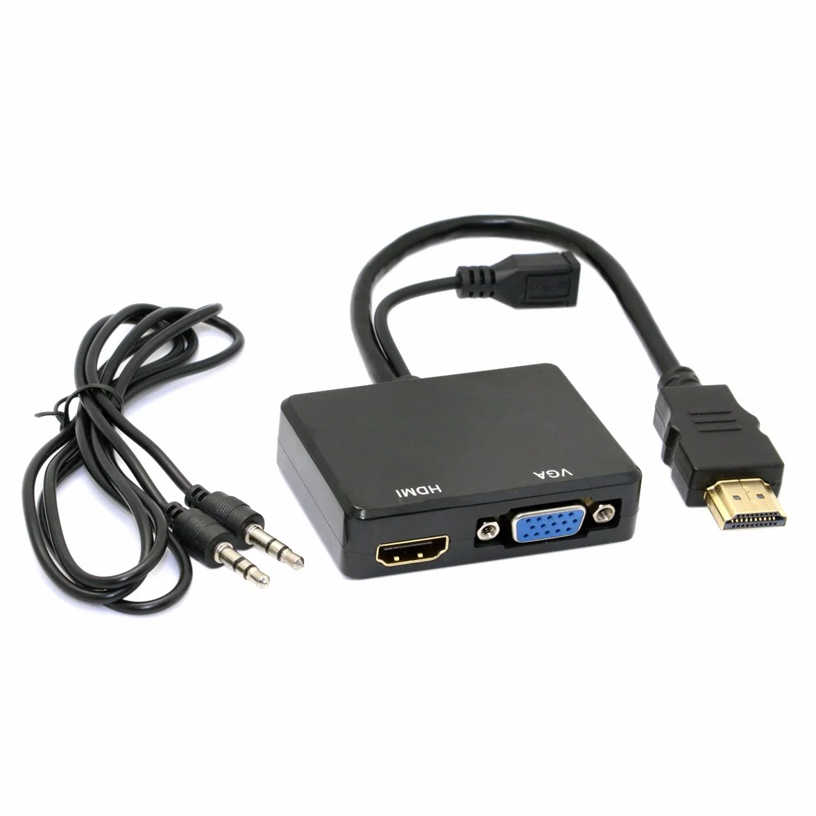 JSER HD-213 HDMI a VGA & HDMI femmina Splitter con cavo audio video convertitore adattatore per HDTV monitor PC