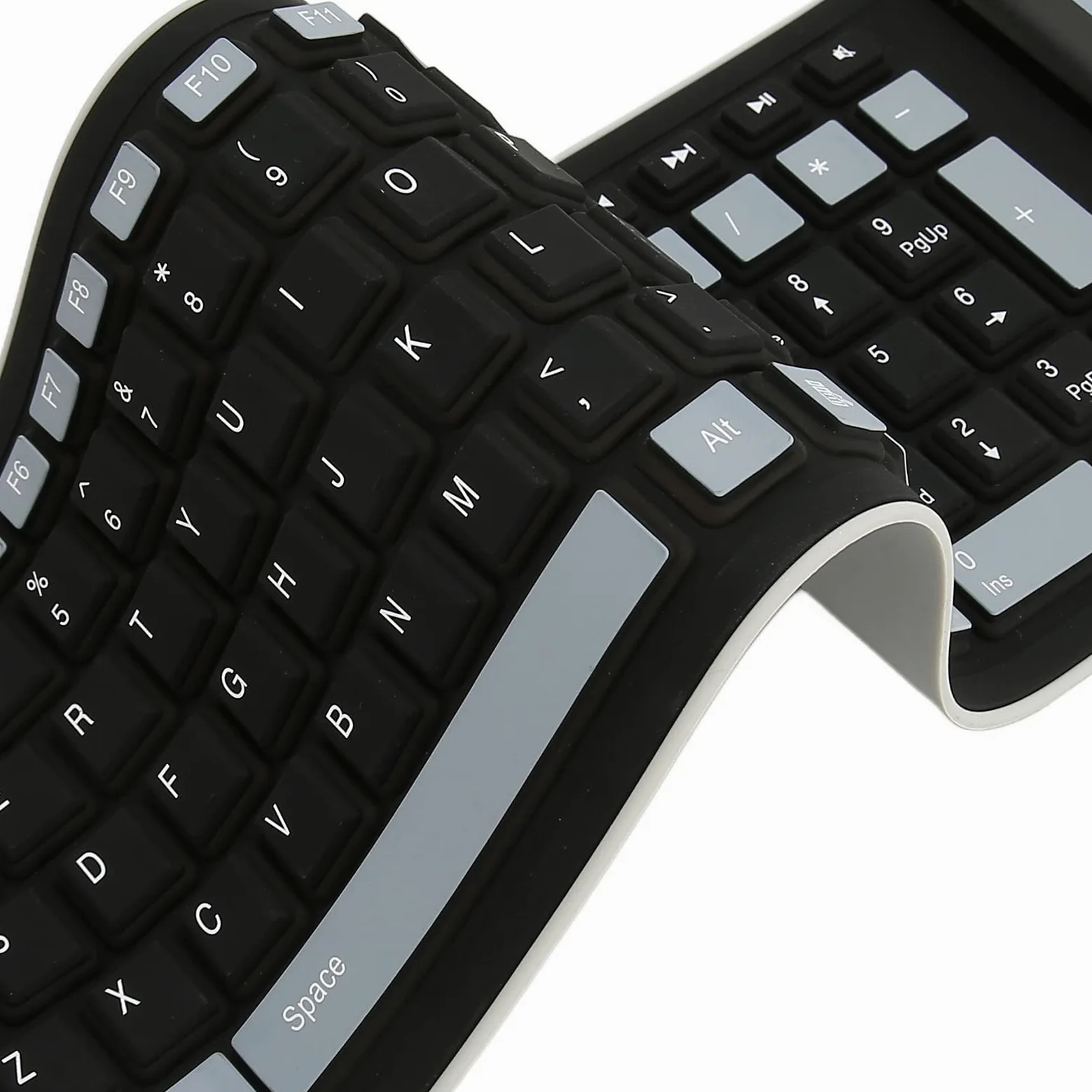 Tastiera in Silicone Pieghevole Wireless 2.4G, 103 Tasti Tastiera Silenziosa in Silicone Morbido USB Impermeabile, Tastiera Arrotolabile Flessibile Portatile per Laptop, PC (Nero)