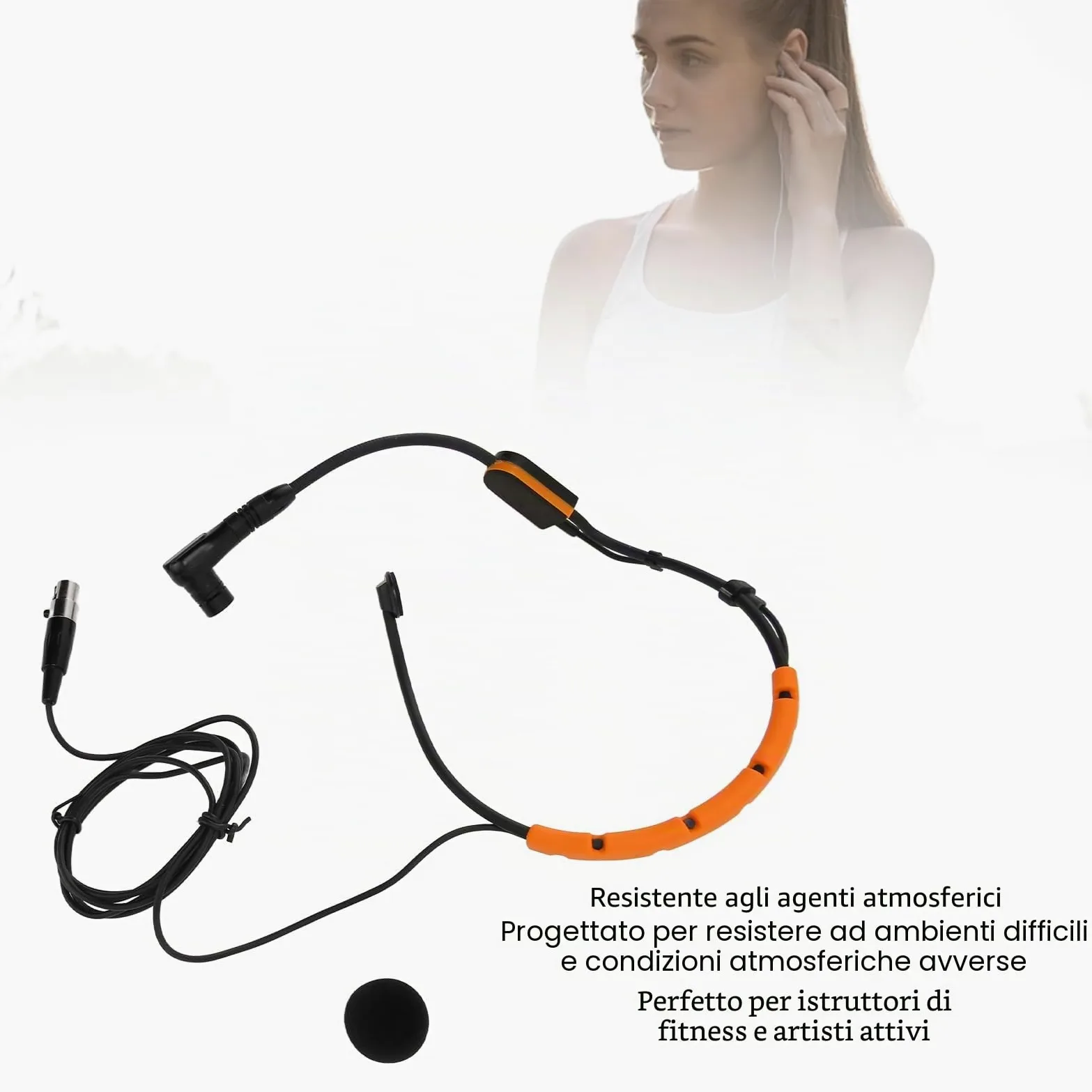 Microfono Ad Archetto per Wireless Shure PGA31 SM31 SM35, Microfono a Condensatore con Cuffia, con Connettore TQG, Resistente Alle Intemperie (YELLOW)