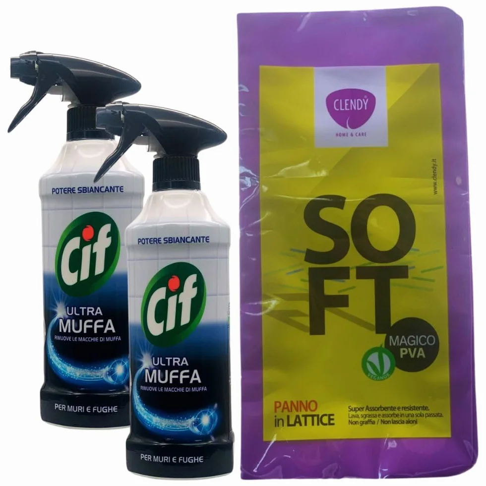 Ultra Muffa Spray Antimuffa 500 ml + Panno Lattice 30x30 Zestaw 2 Spray + Panno