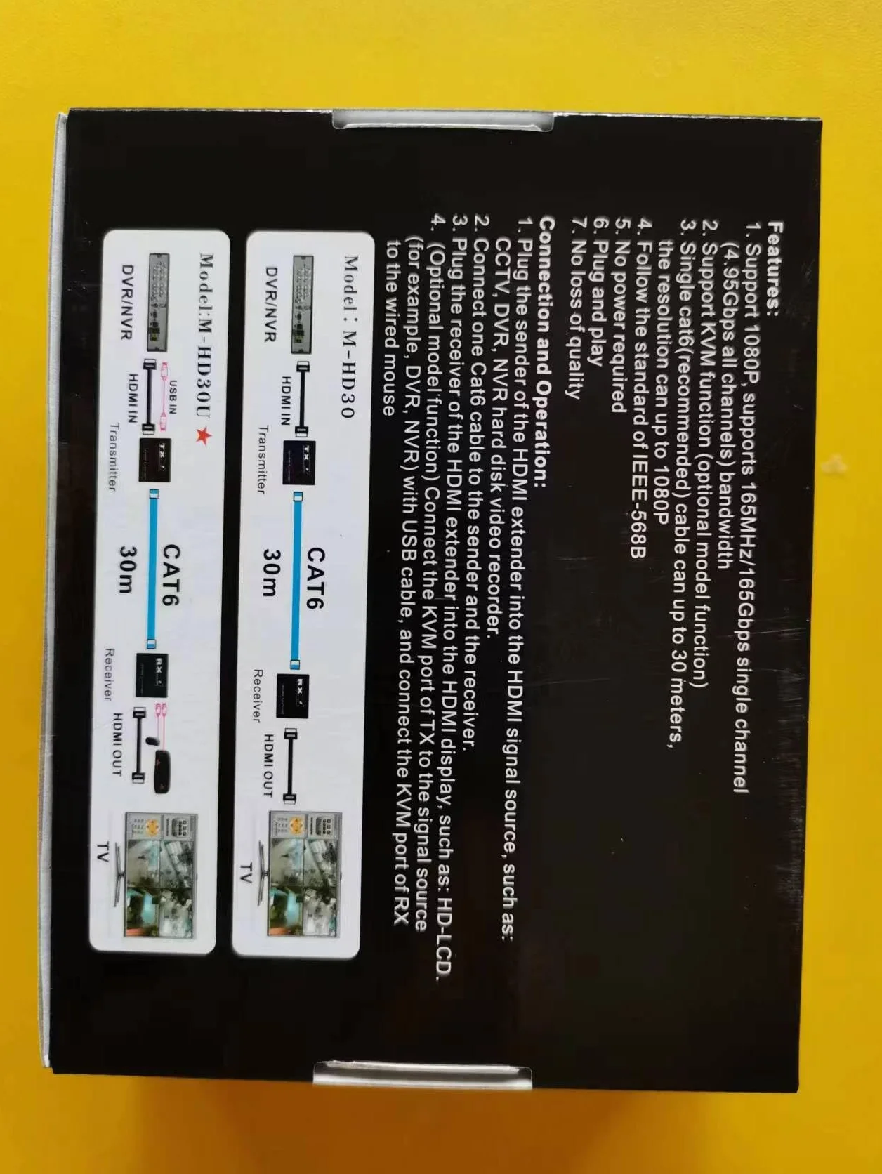 Estensore KVM HDMI RJ45 30M 1080P HDMI Estensore KVM con USB su Cat6 5E LAN Network Ethernet Extender per PS5 TV PC laptop HDTV (30M)