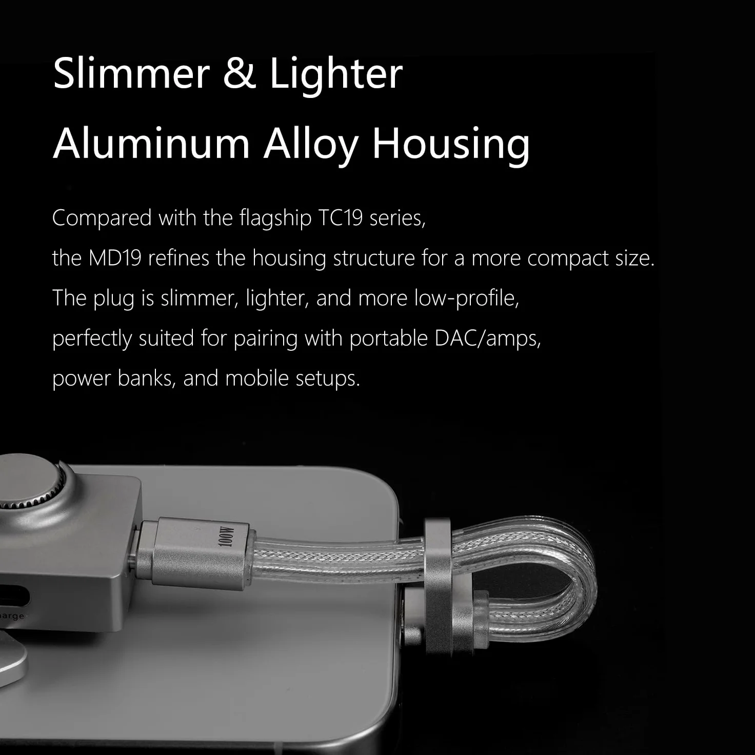 ddHiFi ddHiFi MD19L - Cavo USB da 100 W, pieghevole, ricarica rapida, cavo USB-C con alloggiamento in lega di alluminio, 6,5 cm