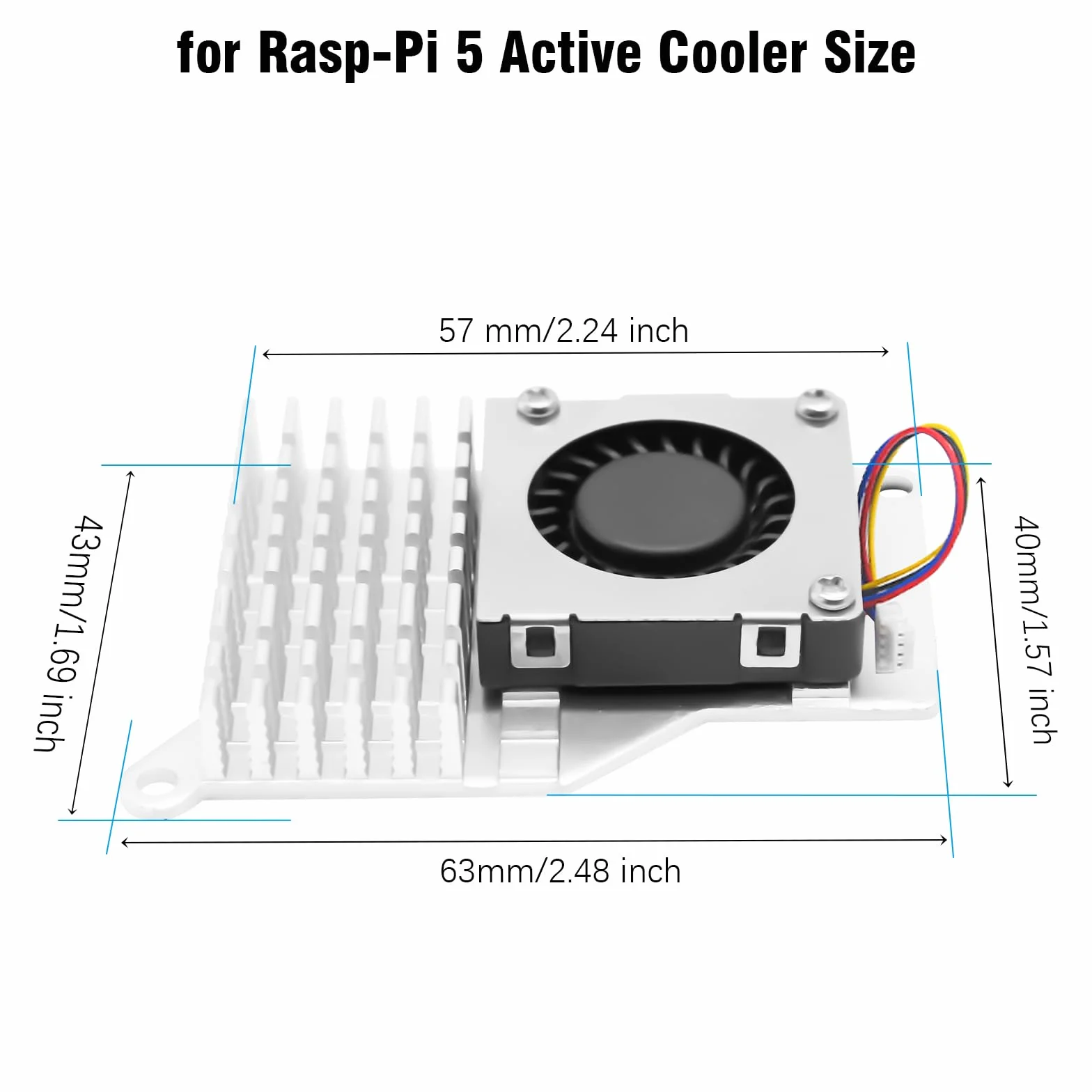 Active Cooler per Ras-Pi 5 Binghe Raffreddatore attivo Radiatore Raffreddamento attivo con ventola a temperatura controllata Dissipatore in alluminio Compatibile con Ras-Pi 5