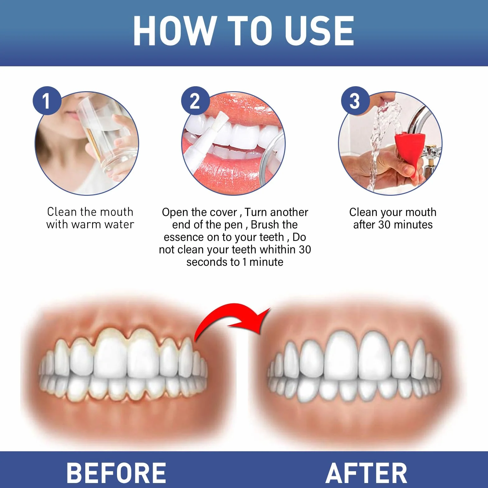 Penna siero riparatrice per gengive e denti, gel lenitivo rinforzante smalto, sbiancante denti rinfrescante alito (2pcs)