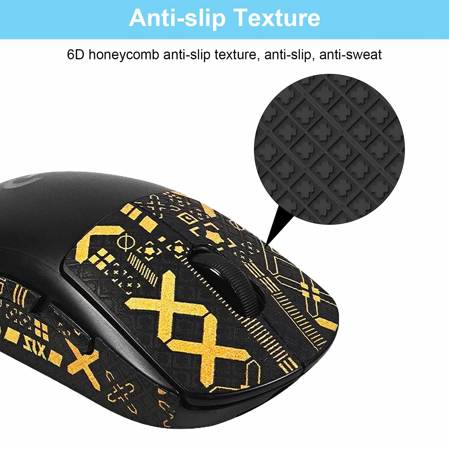 HENGBIRD Grip Tape Mouse Logitech G Pro X Superlight 2 – Nastro Antiscivolo Ultra Sottile Anti Sudore Autoadesivo – 2 Set Nero & Nero-Oro, Accessori Gaming per Logitech G Pro Superlight 1/2