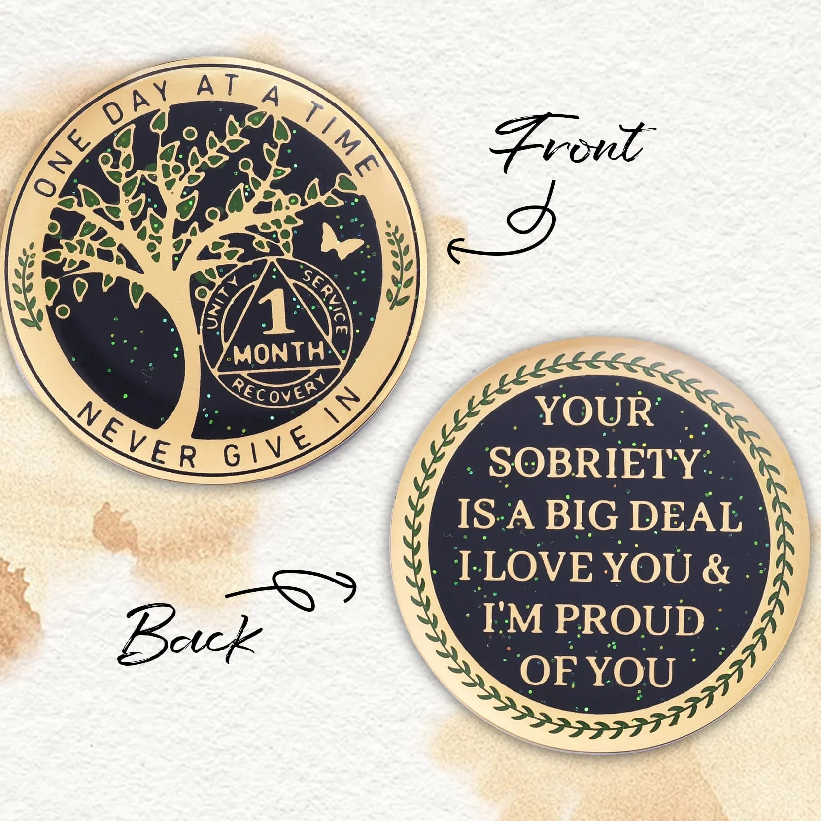 Moneta Sobriety Coin AA Chip Medaglione Albero della Vita Monete Recupero 30 Giorni Token Sobrietà Regali Uomini Donne Alcolisti Anonimi