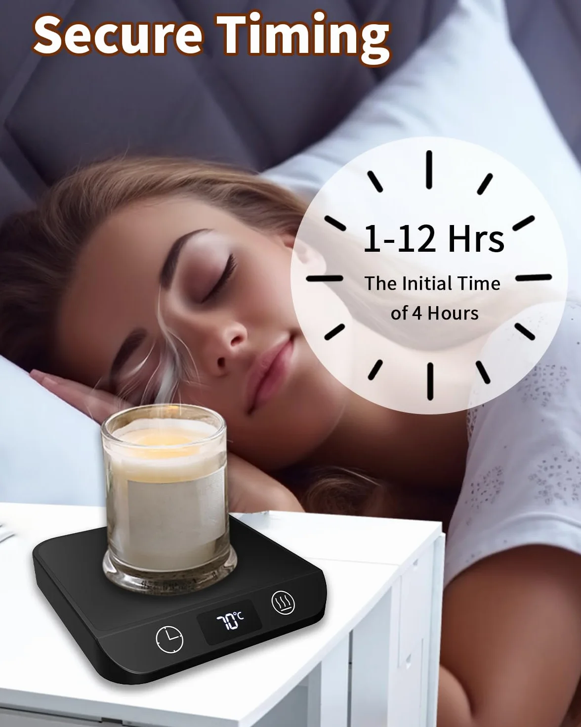 MYMULIKE Scalda Tazze, 6 Temperature (45 ℃-70 ℃), Display LED, Timer 1-12 Ore, Per Caffè, Tè, Latte, Scalda Candele, Vetroceramica, Nero