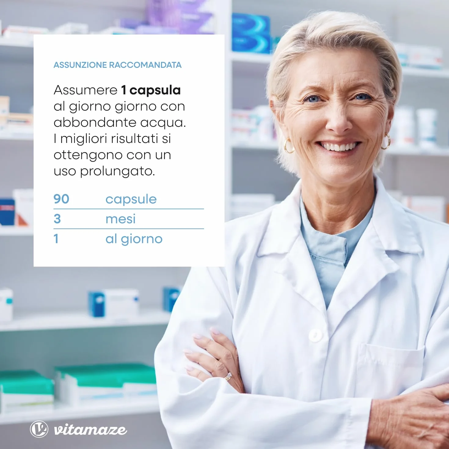 Vitamaze Omega 3 1000mg per Capsula Alto Dosaggio Olio di Pesce EPA 400mg DHA 300mg FOS Certificato