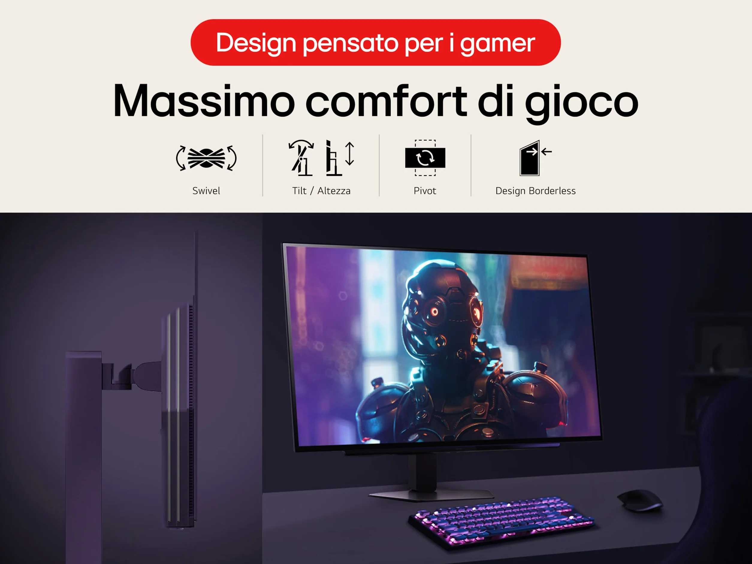 LG UltraGear OLED 27GX704A Monitor Gaming 27" QHD (2560x1440), 240Hz, 0,03ms (GtG), OLED, G-Sync, FreeSync Premium Pro, VRR, HDR 400 True Black, HDMI 2.1, DisplayPort, Hub USB, AUX, Nero