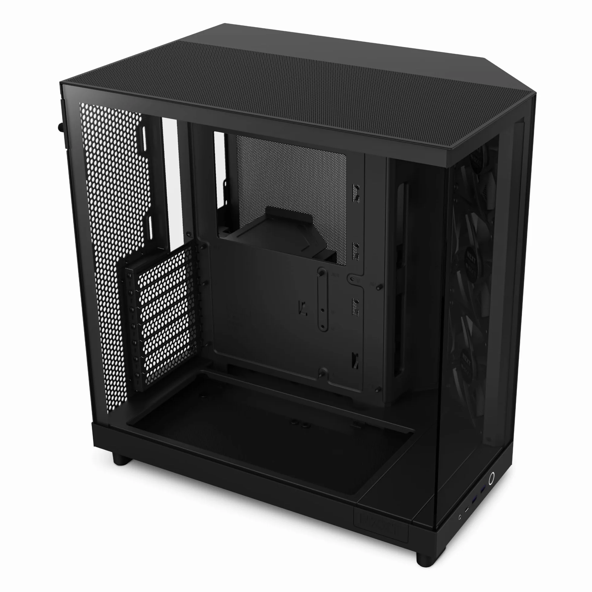 NZXT H6 Flow, CC-H61FB-01, Case Mid-Tower Compatto a Doppia Camera con Flusso d'Aria, Pannelli in Vetro Panoramico, Flusso d'Aria ad Alte Prestazioni, Include 3 Ventole da 120 mm, Nero