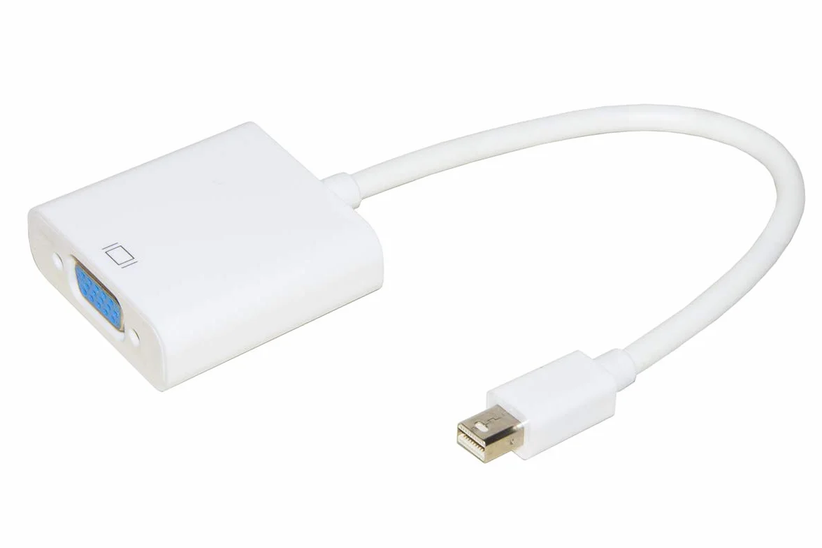 Link LKADAT14 - Adattatore Mini DisplayPort Maschio a VGA Femmina (15 cm, Bianco) – Collegamento Notebook a Monitor o proiettore – Plug And Play Senza necessità di Software