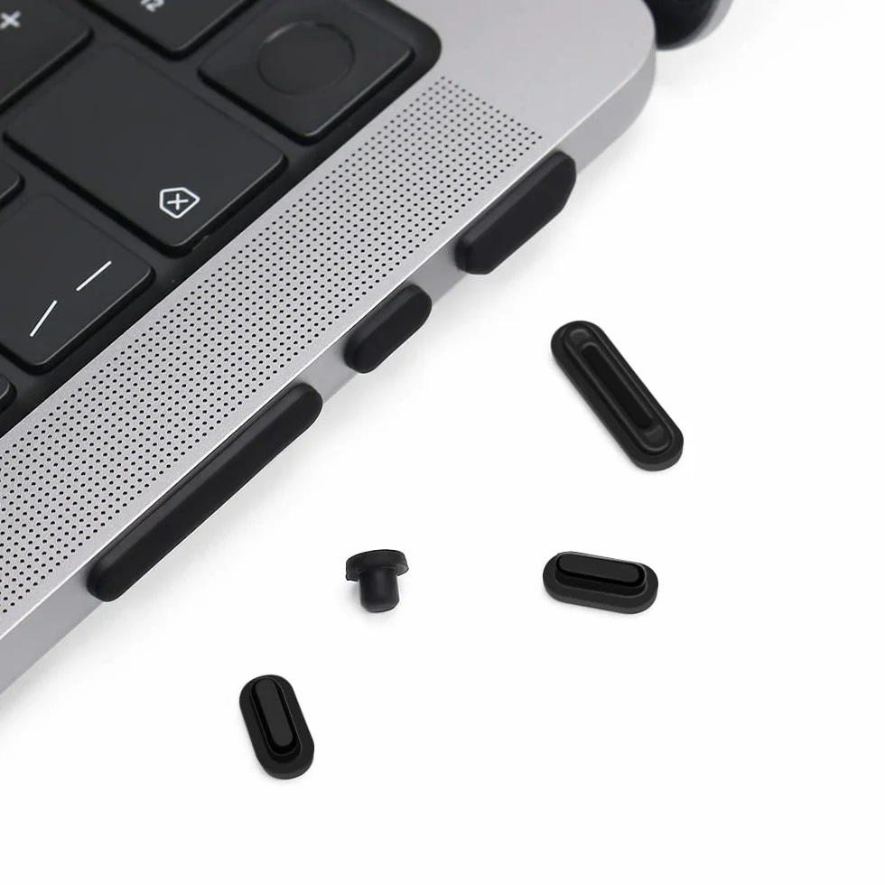 ProElife Set di 7 tappi antipolvere e antisporco MacBook Pro 2023-2021 14,3"-16,3" M3 M2 M1 Pro/Max (A2779/A2442/A2780/A2485), accessori in silicone anti sporco nero