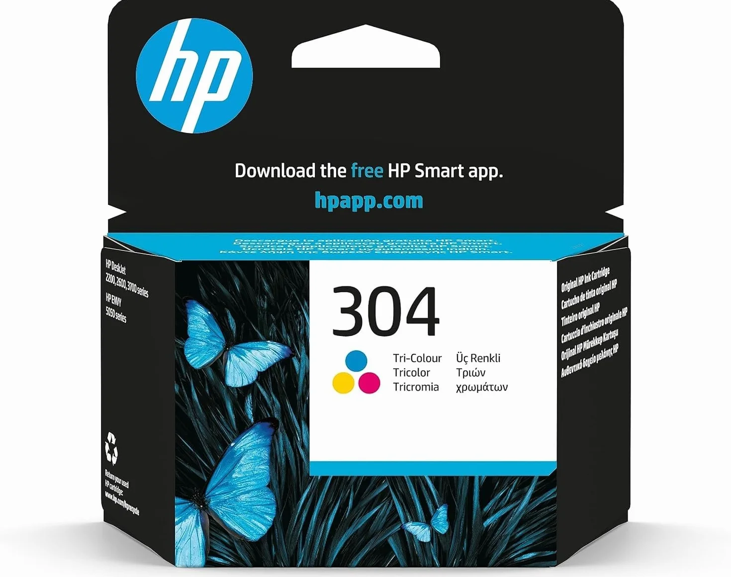 HP 304 Tricromia Cartuccia Originale 100 Pagine Compatibile con Stampanti DeskJet 2620 2630 3720 3730 3750 3760 Envy 5010 5020 5030