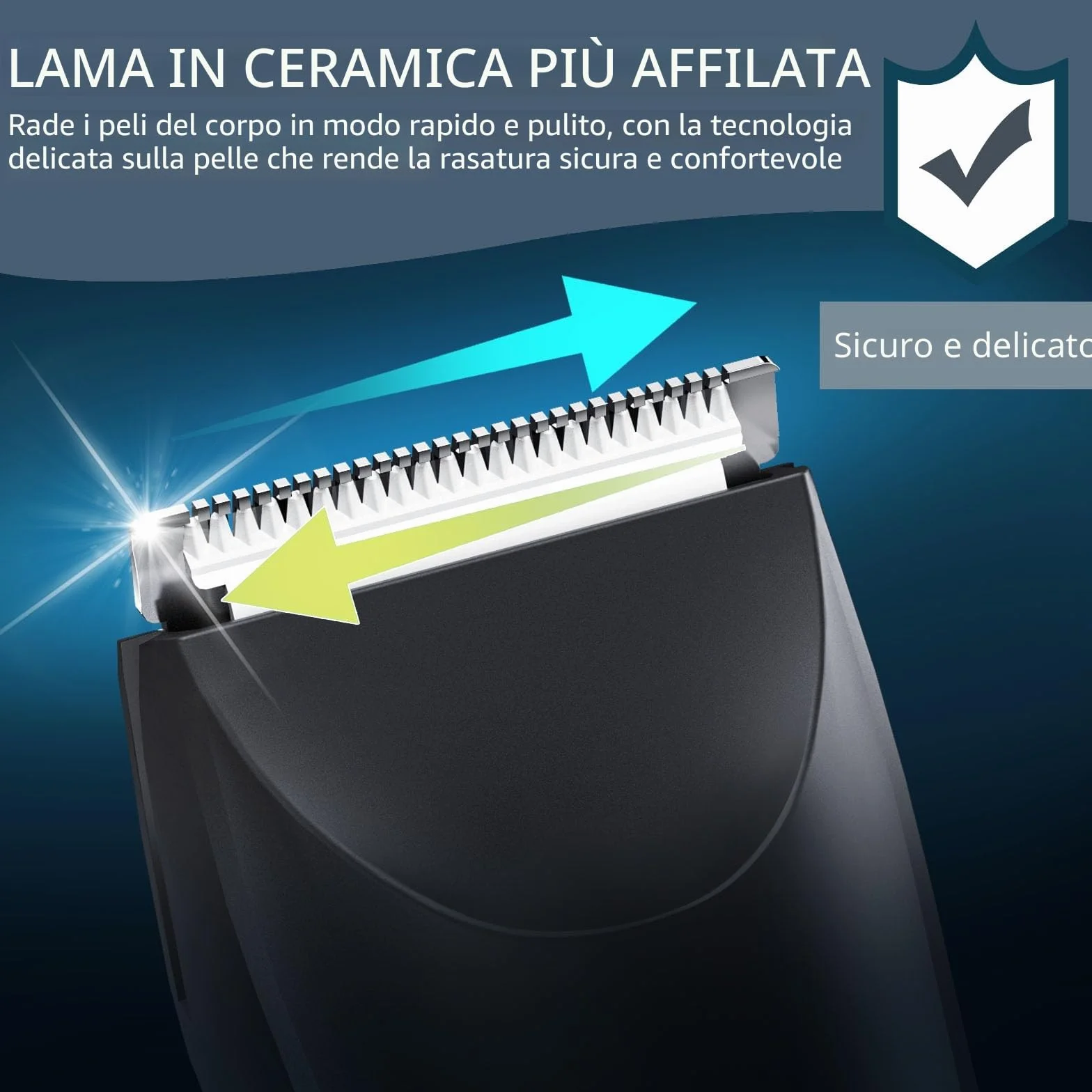 Rasoio Elettrico Corpo Uomo Vexloria con LED e Display LCD, Lame in Ceramica, USB Ricaricabile