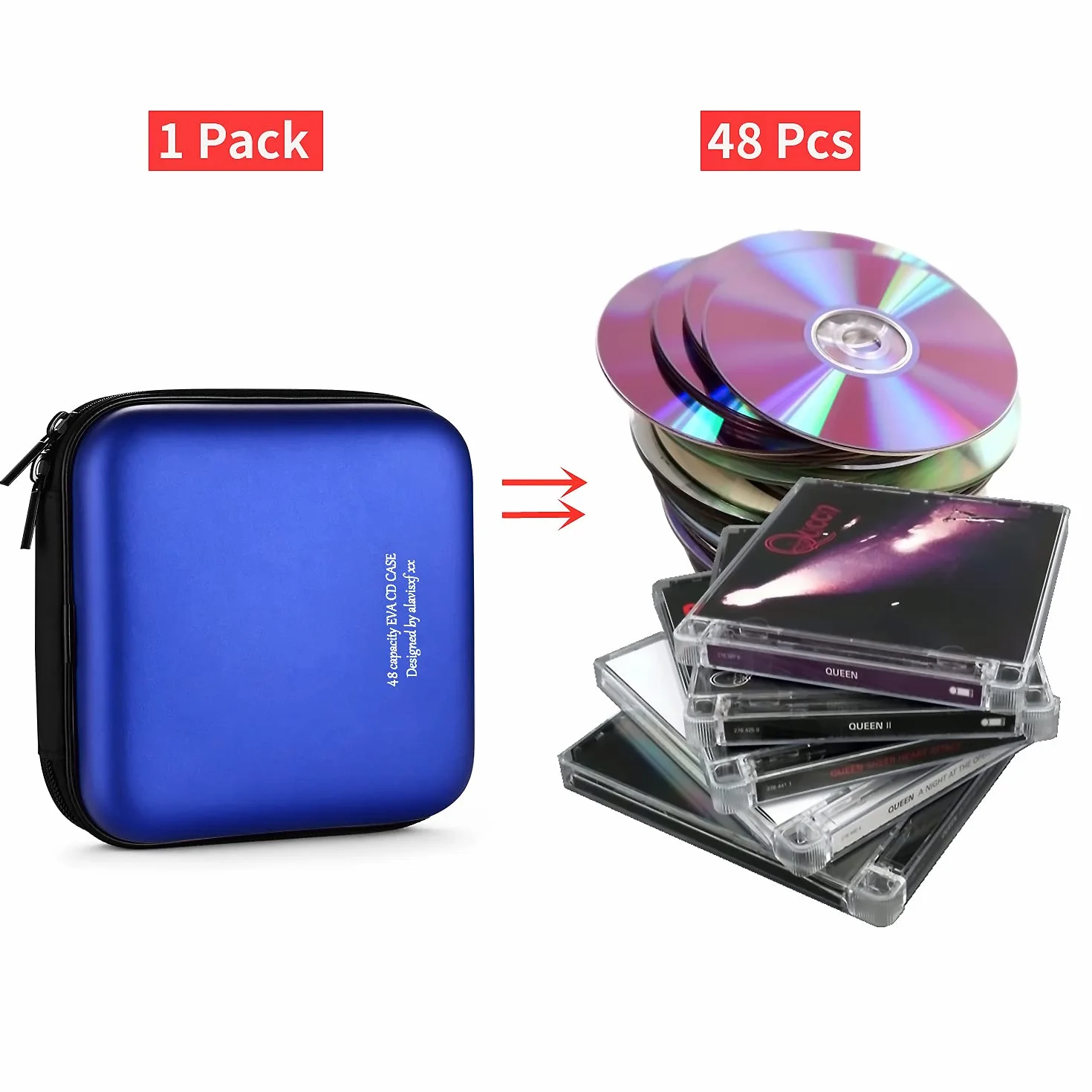 LIOVODE, custodia per cd, in EVA, arganizer da 48 capacità per contenere dvd, portafogli per dischi, supporti di raccolta, per la casa e l'auto