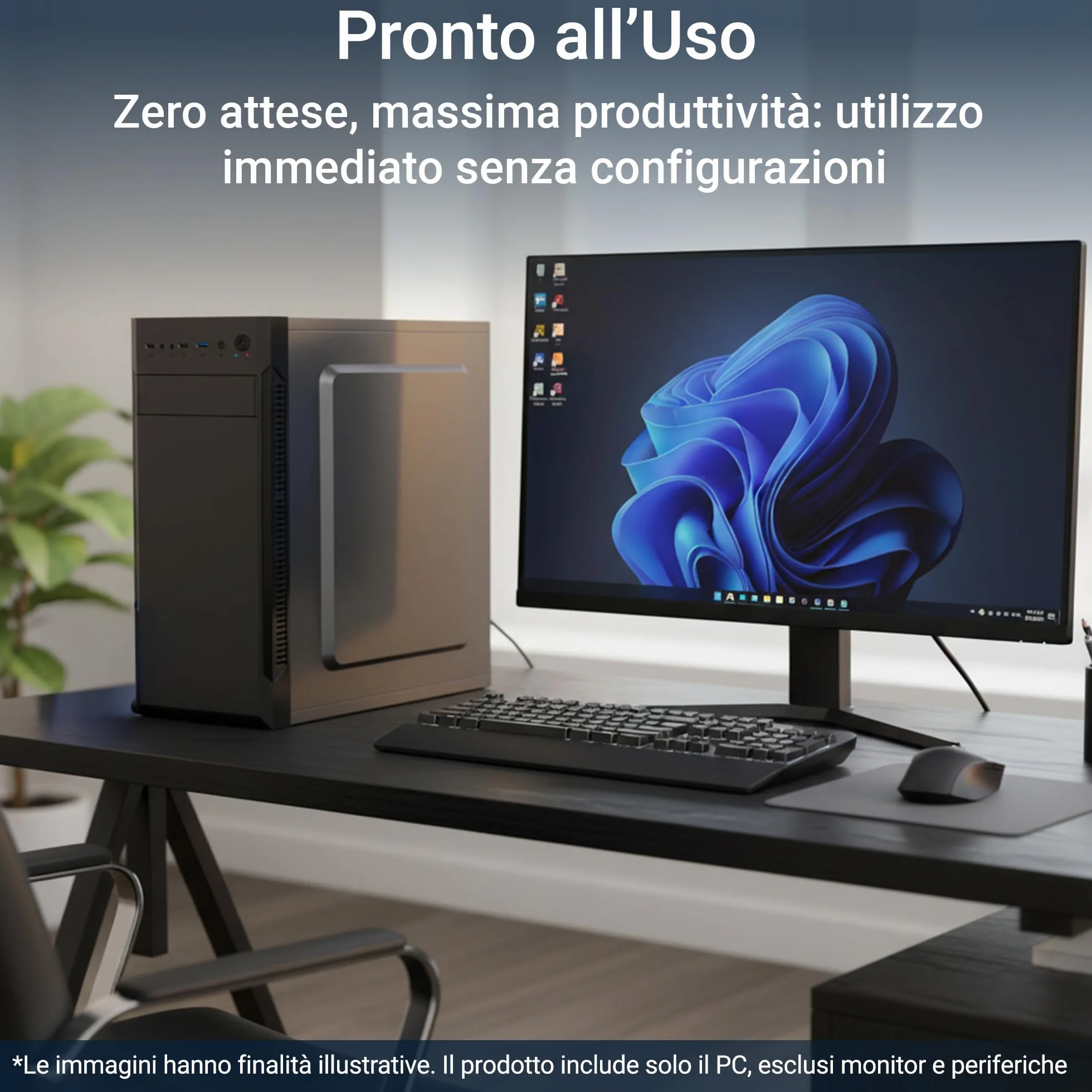 PC Fisso Completo Intel Core i7-8700 32GB DDR4 1TB SSD Intel UHD 630 Wi-Fi AC Bluetooth HDMI USB 3.2 Windows 11 Pro