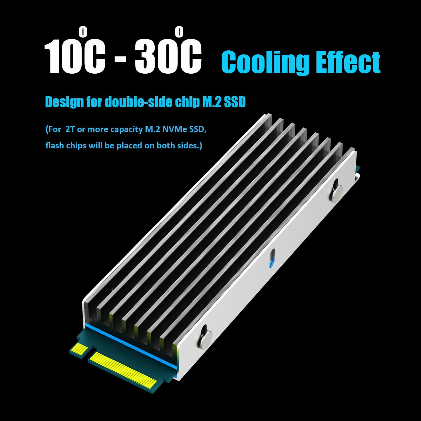 GLOTRENDS M.2 Dissipatore di calore con viti M.2 e cuscinetti termici per SSD M.2 a chip singolo/doppio lato, installazione su PC/PS5/PS5 Slim (2 confezioni)