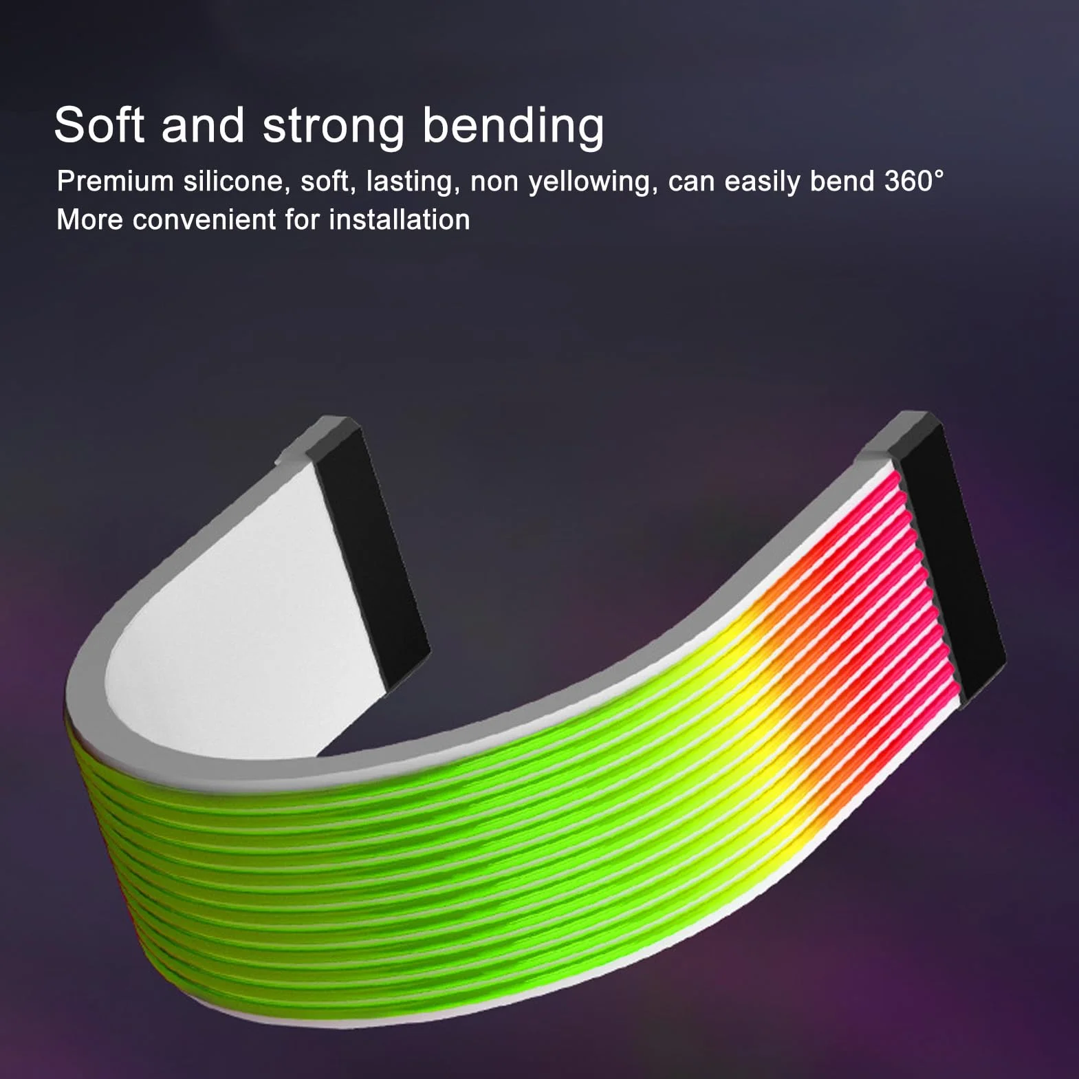 Cavo di Prolunga di Alimentazione RGB, Cavo di Alimentazione della Scheda Madre ARGB, Cavo PSU Sincronizzato da 5 V a 3 Pin con Tubo in Silicone Morbido (X12 Wide (per cavo a 24