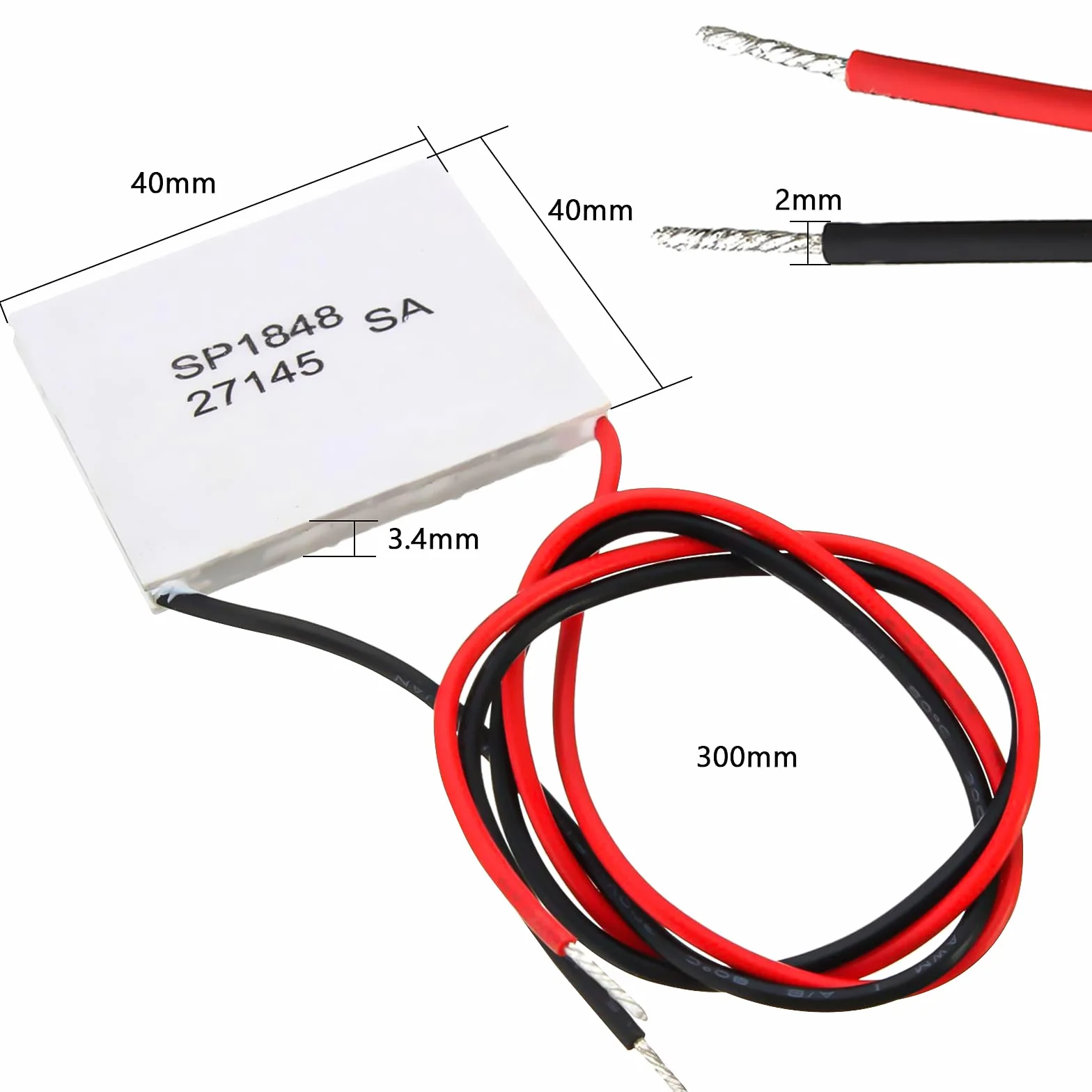 2 pezzi TEC1-12706 Dispositivo di raffreddamento termoelettrico TEC1-12706 Compresse di refrigerazione a semiconduttore Piastra del dissipatore di calore Peltier (40x40MM)
