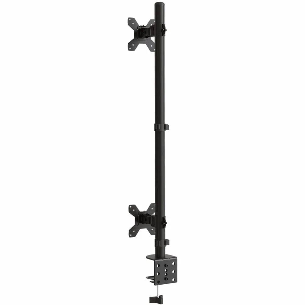Supporto per monitor per 2 monitor da 13-27 pollici, VESA 75/100 mm, braccio per monitor regolabile in altezza, in acciaio, supporto da tavolo con morsetto a C e beccuccio, nero