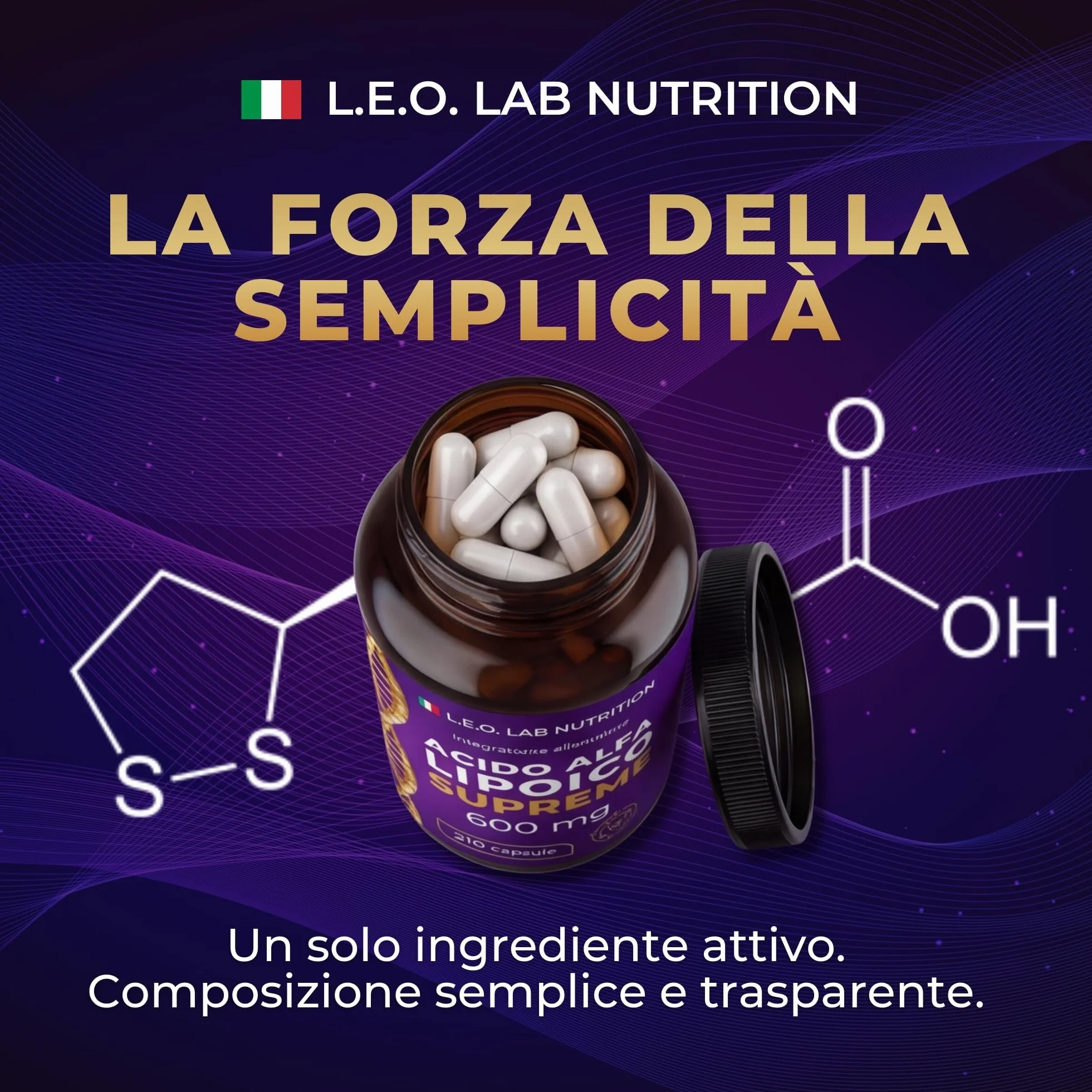 Acido Alfa Lipoico 600mg 210 Capsule Alto Dosaggio 7 Mesi Scorta