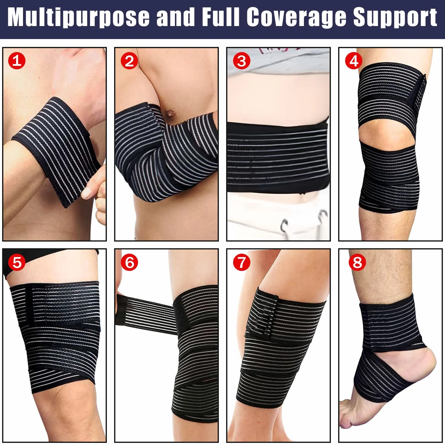 Supregear 2 Pezzi Fasce Compressorie per Hamstring e Cosce, Supporto Regolabile, Bende Elastiche, 150 cm, Blu Scuro