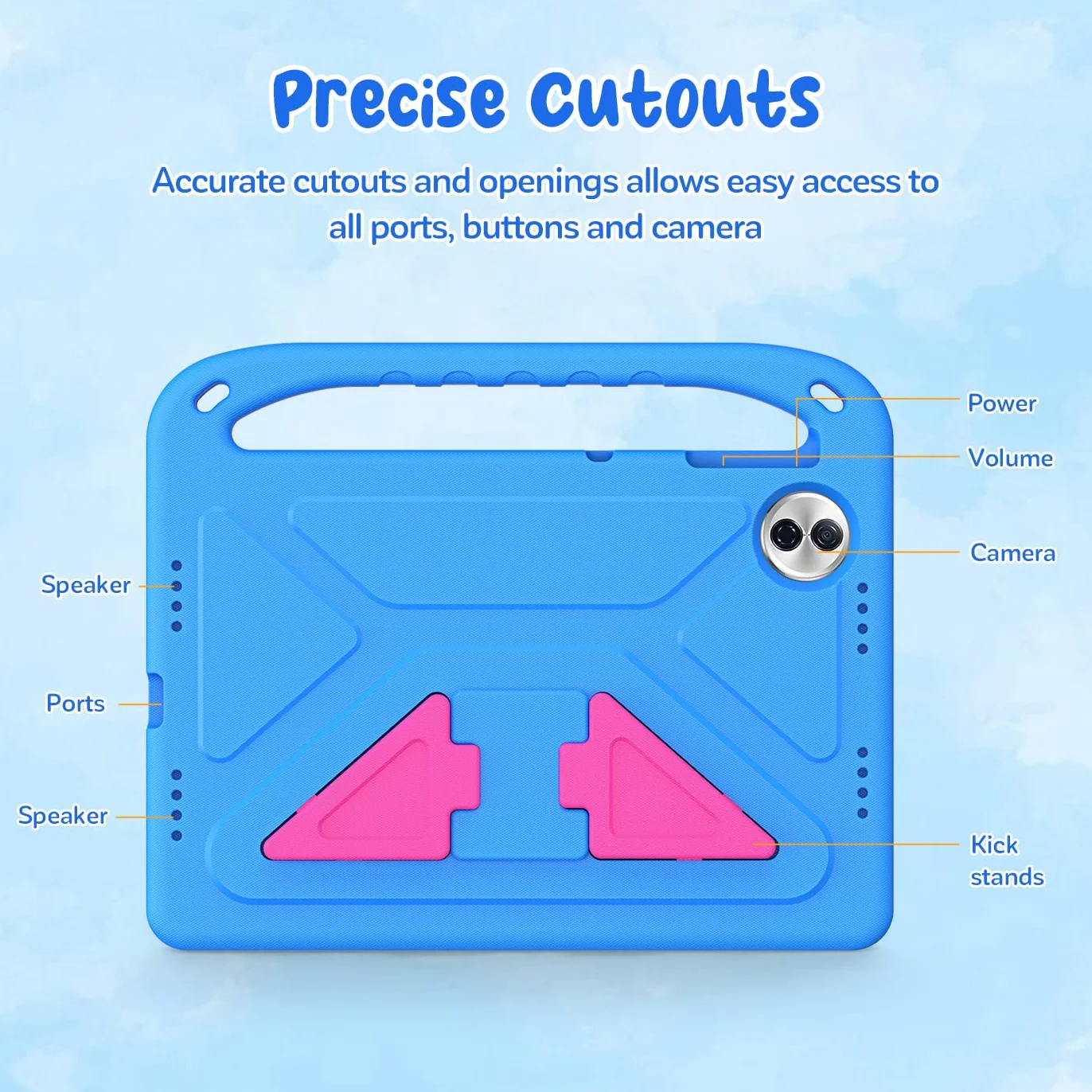 Custodia per bambini Honor Pad 10 Tablet 12.1 Pollici 2025, Eva Leggermente antiurto custodia protettiva con manico per bambini e tracolla, Blu