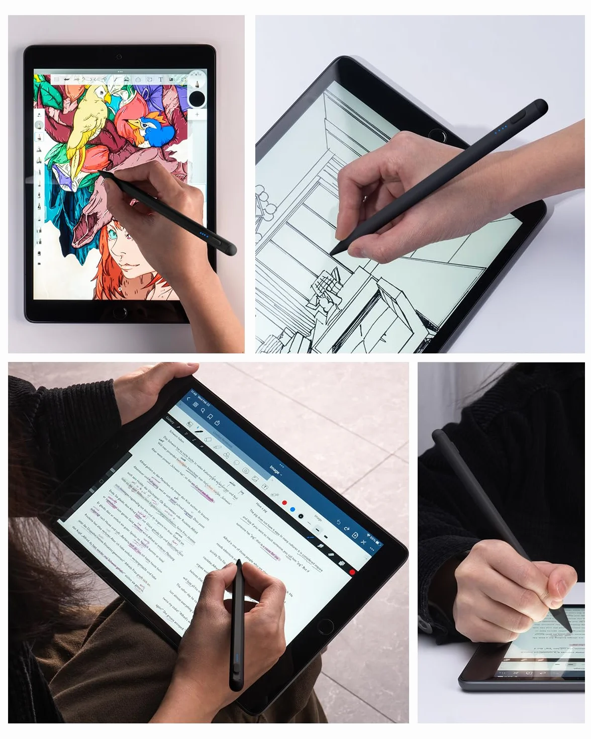 DAORANGE Penna iPad Compatibile con Apple iPad 2018-2024, Penna per iPad con Palm Rejection e Alta Precisione, per iPad Pro 11/12.9/13 M4, iPad Air 6/5/4/3, iPad 10/9/8/7/6, iPad Mini 7/6 (Nero)