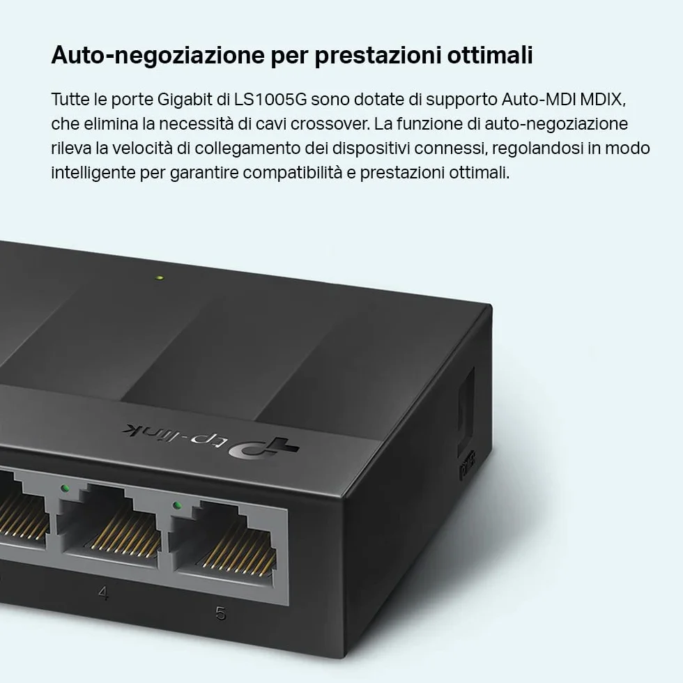 TP-Link LS1005G Switch Ethernet 5 Porte Gigabit Plug-and-Play Silenzioso Desktop